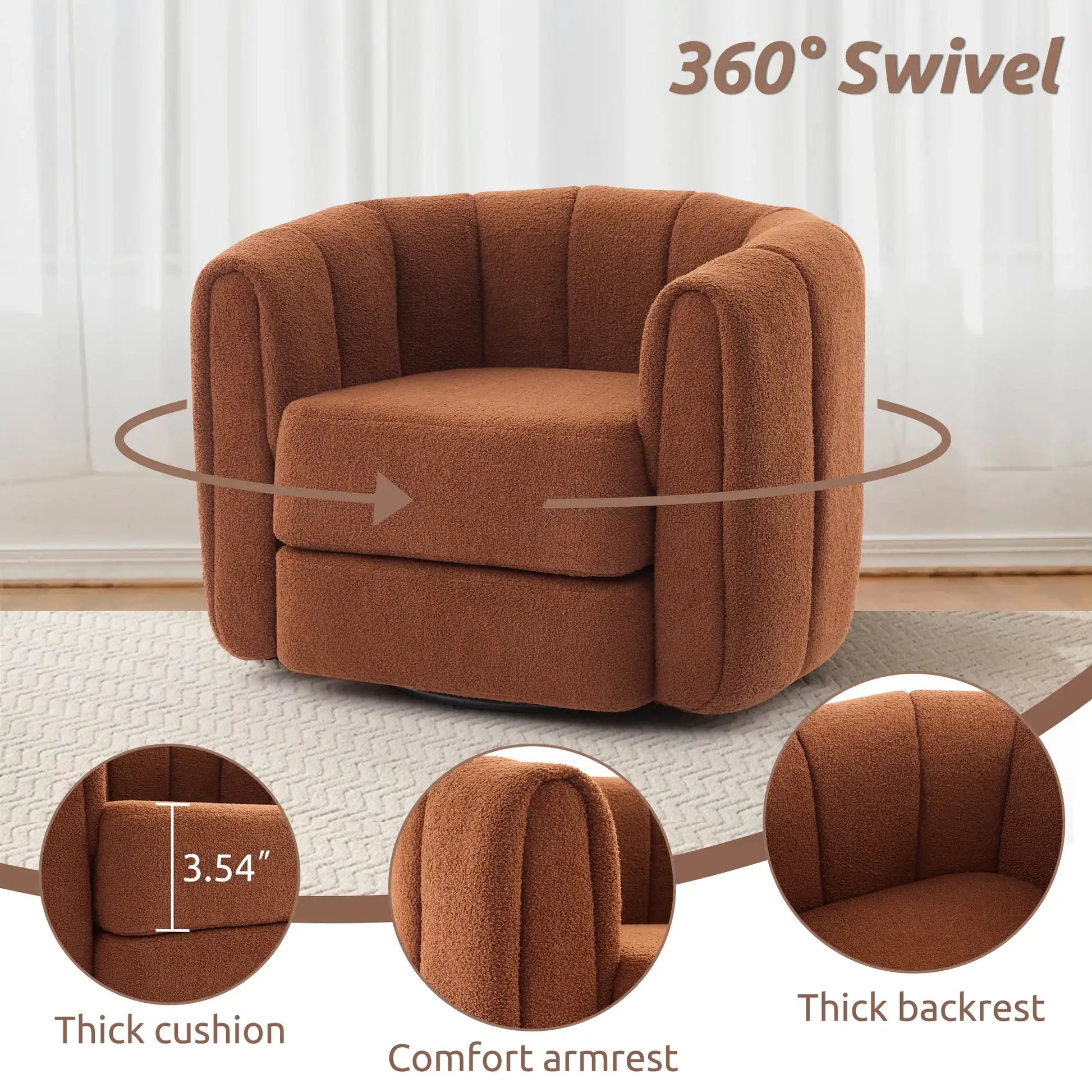 Swivel Accent Barrel Chair, Modern Round Armchairs with Upholstered, Comfy Swivel Accent Chair for Living Room - Best Buy Furniture