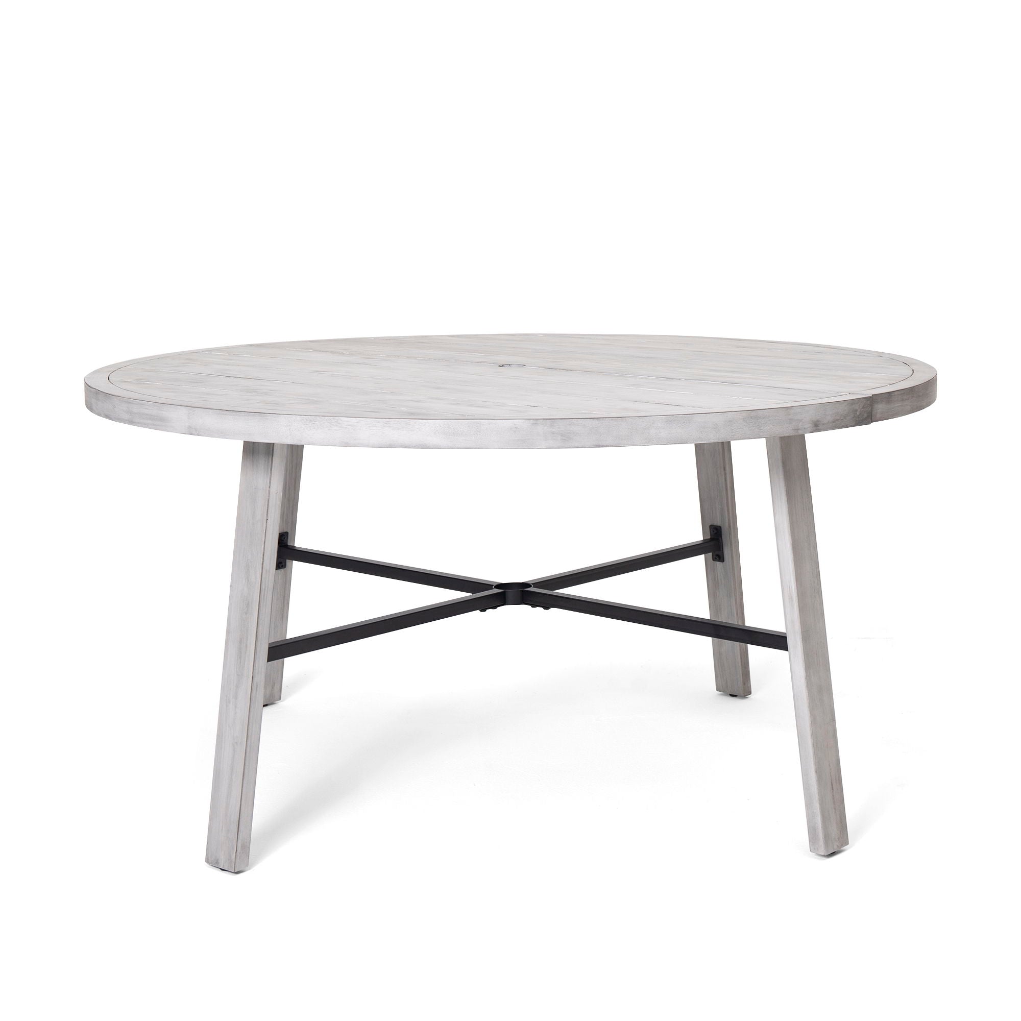 6 Person Outdoor Dining Set With Umbrella Hole And Removable Cushions For Patio - Gray