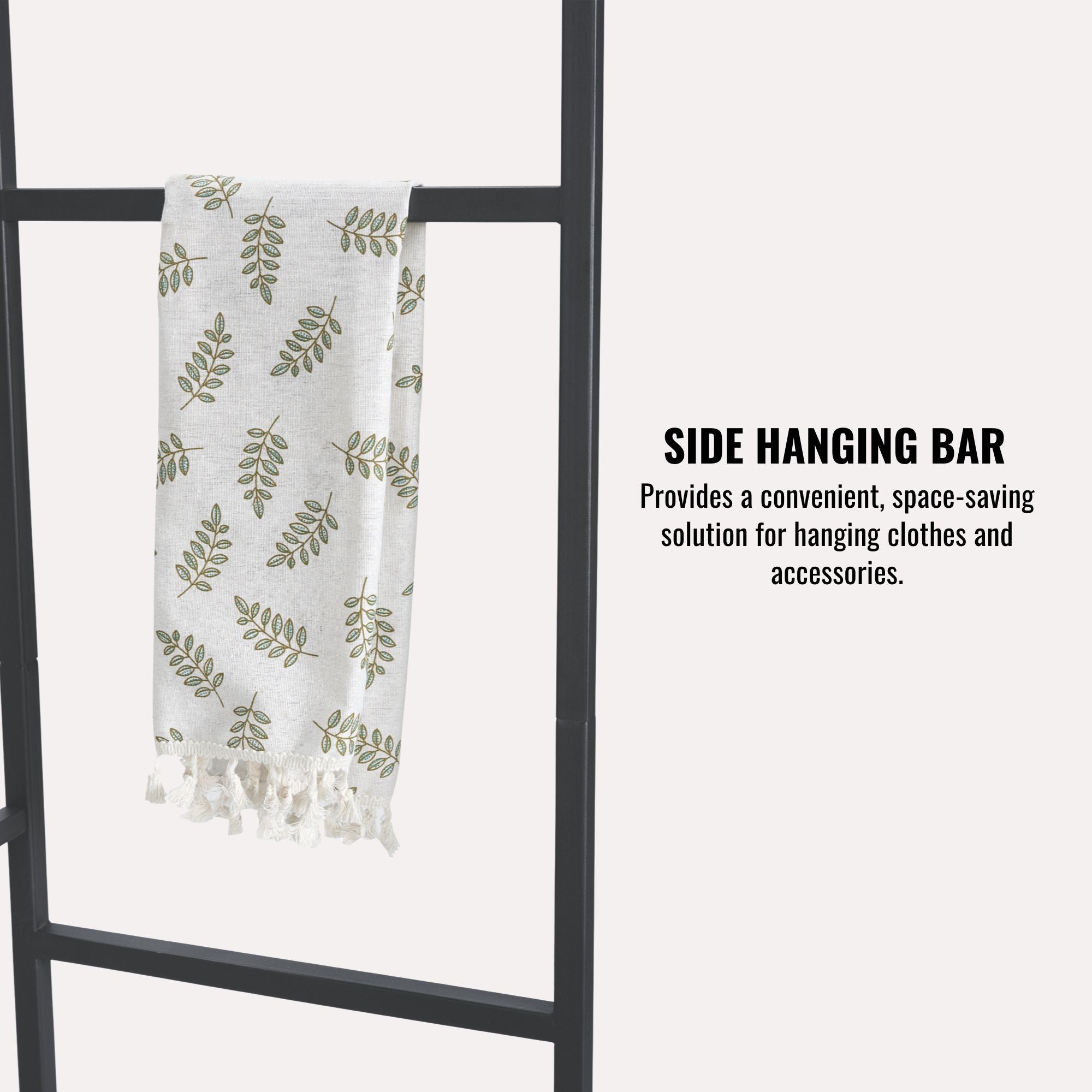 Garment Rack With Shelves, 2 Wicker Drawers, 4 Hooks, Organizer