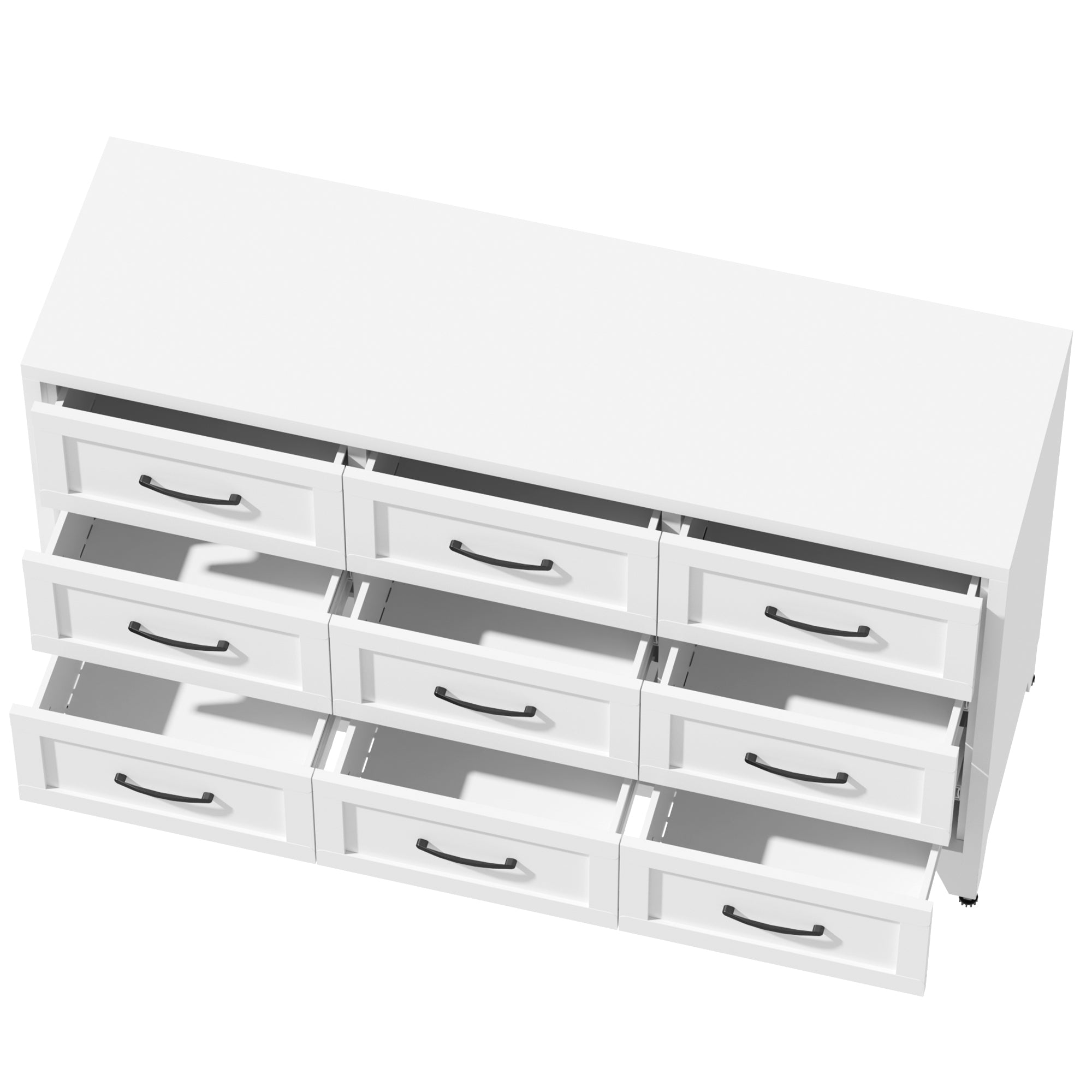 9 Drawer Dresser for Bedroom, Metal Profile Chest of Drawers, White Bedroom Dresser with Storage Drawers for Closet, Hallway, Entryway, Steel Furniture with Quiet-Glide Rails, Easy-Clean & Scratch