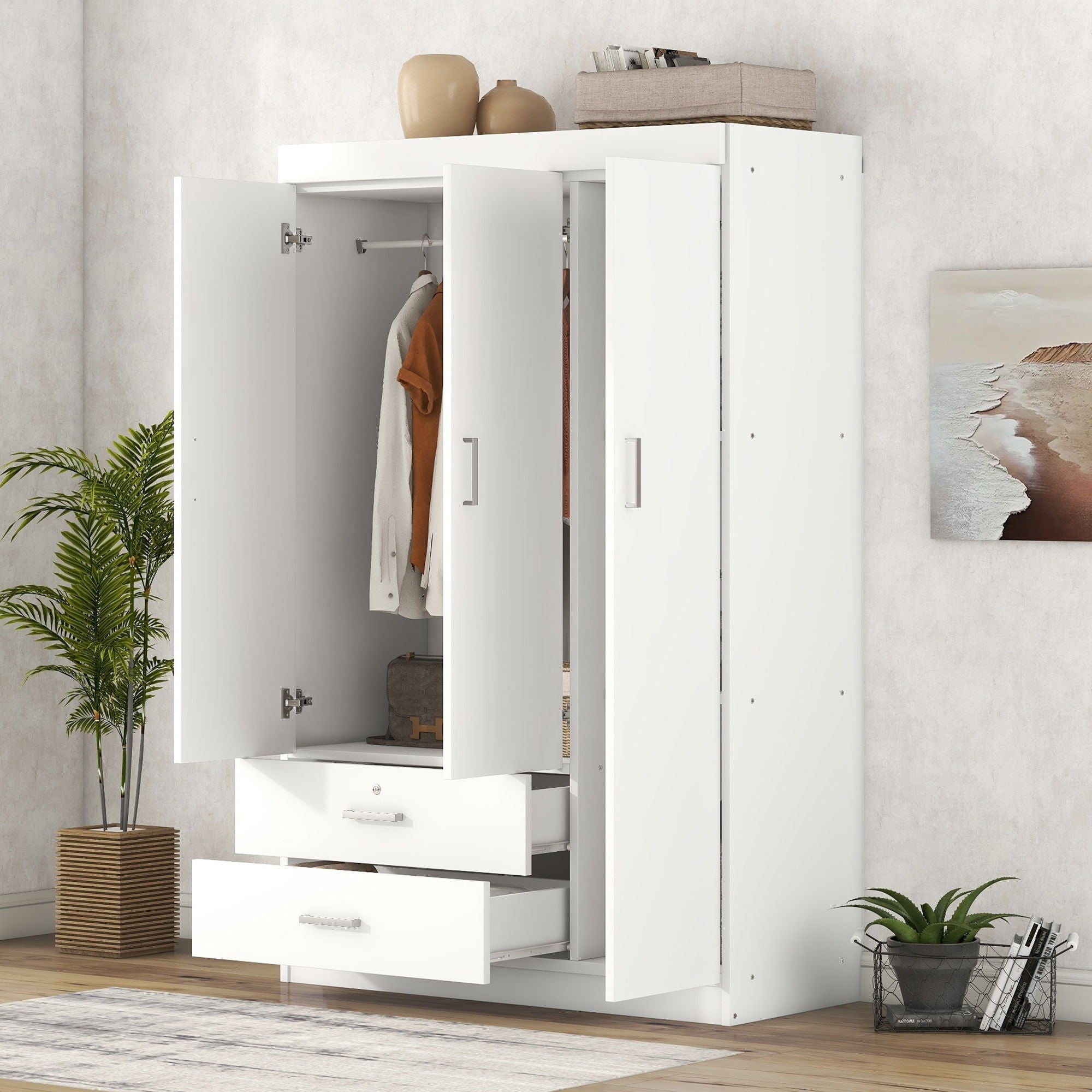 3 Door Wardrobe With 2 Drawers