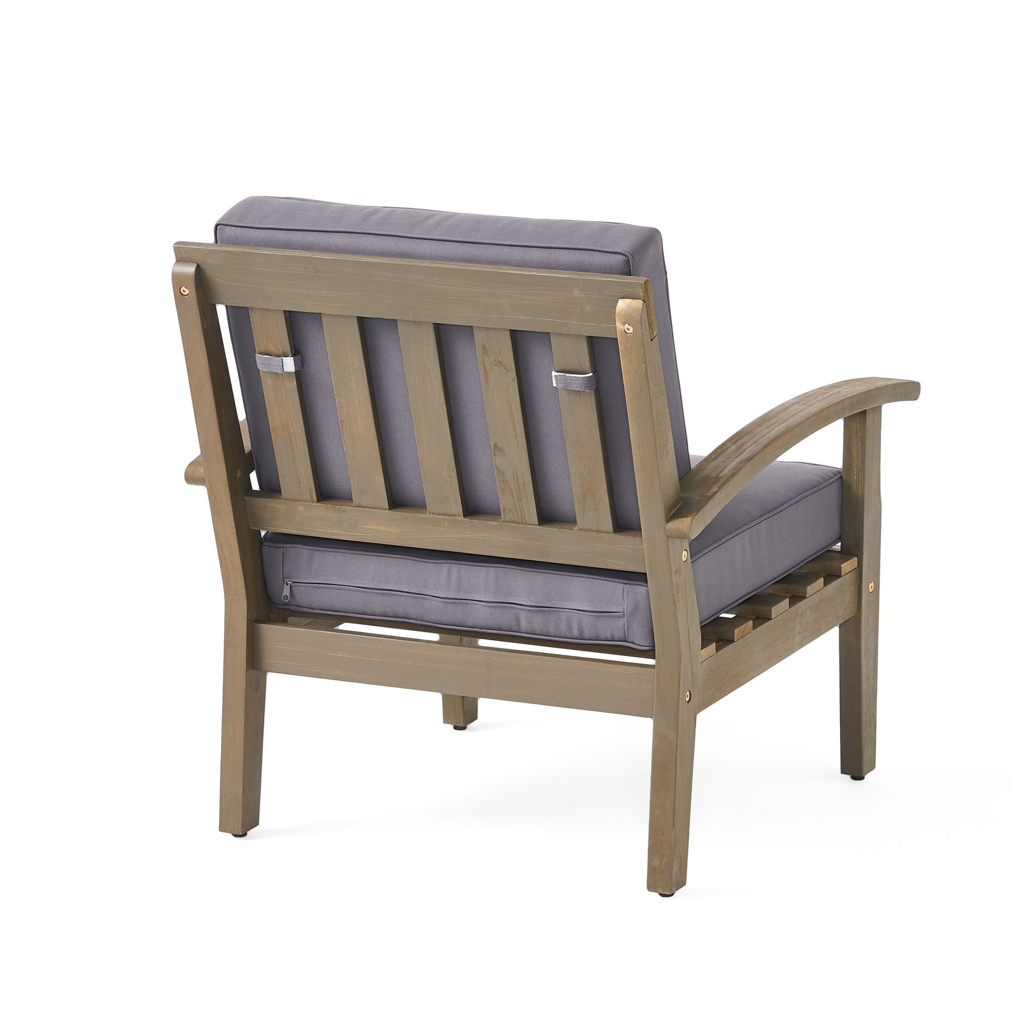 Peyton Club Chair Outdoor Seating Dark Gray Acacia Wood 32.25 X 28.00 X 31.25"
