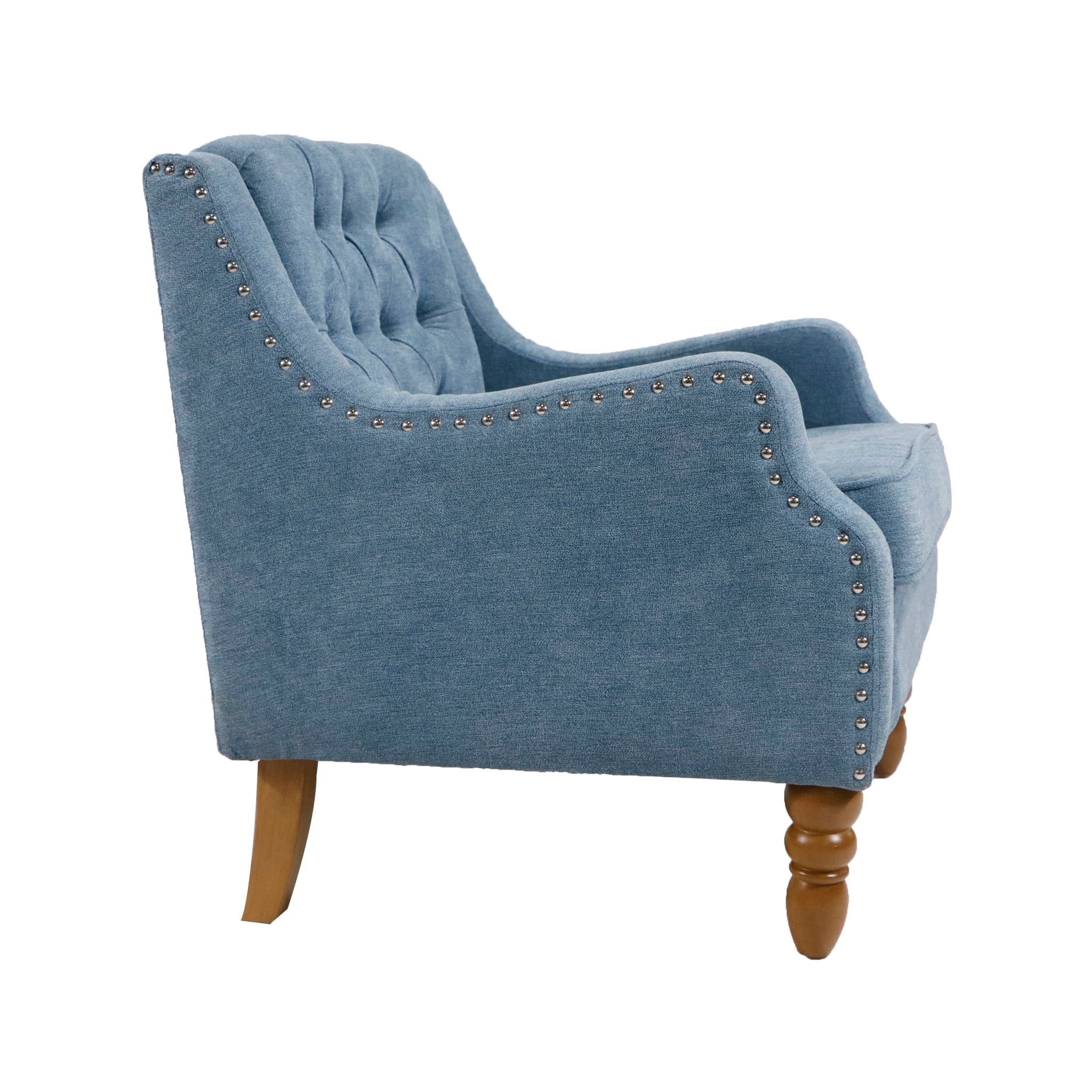 Accent Chair, Living Room Chair, Footrest Chair Set With Vintage Brass Studs, Button Tufted Upholstered Armchair For Living Room, Comfy Reading Chair For Bedroom, Reception Room - Best Buy Furniture