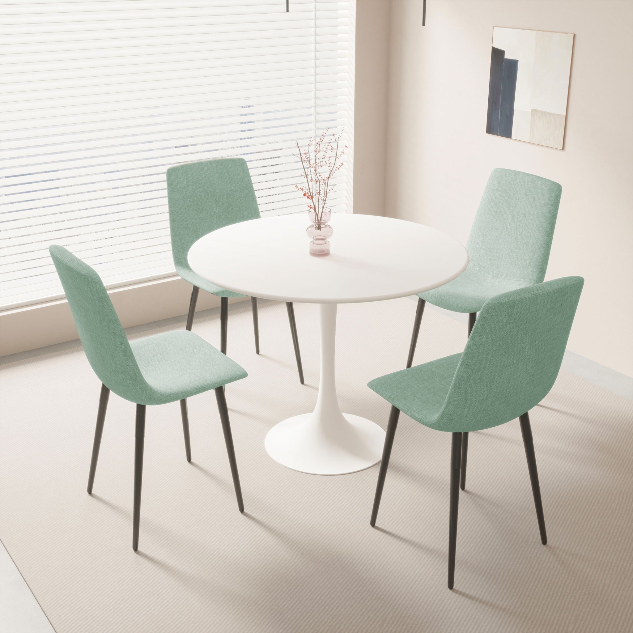 Mid-Century Round Dining Table With Pedestal Base For 2 - 4 People