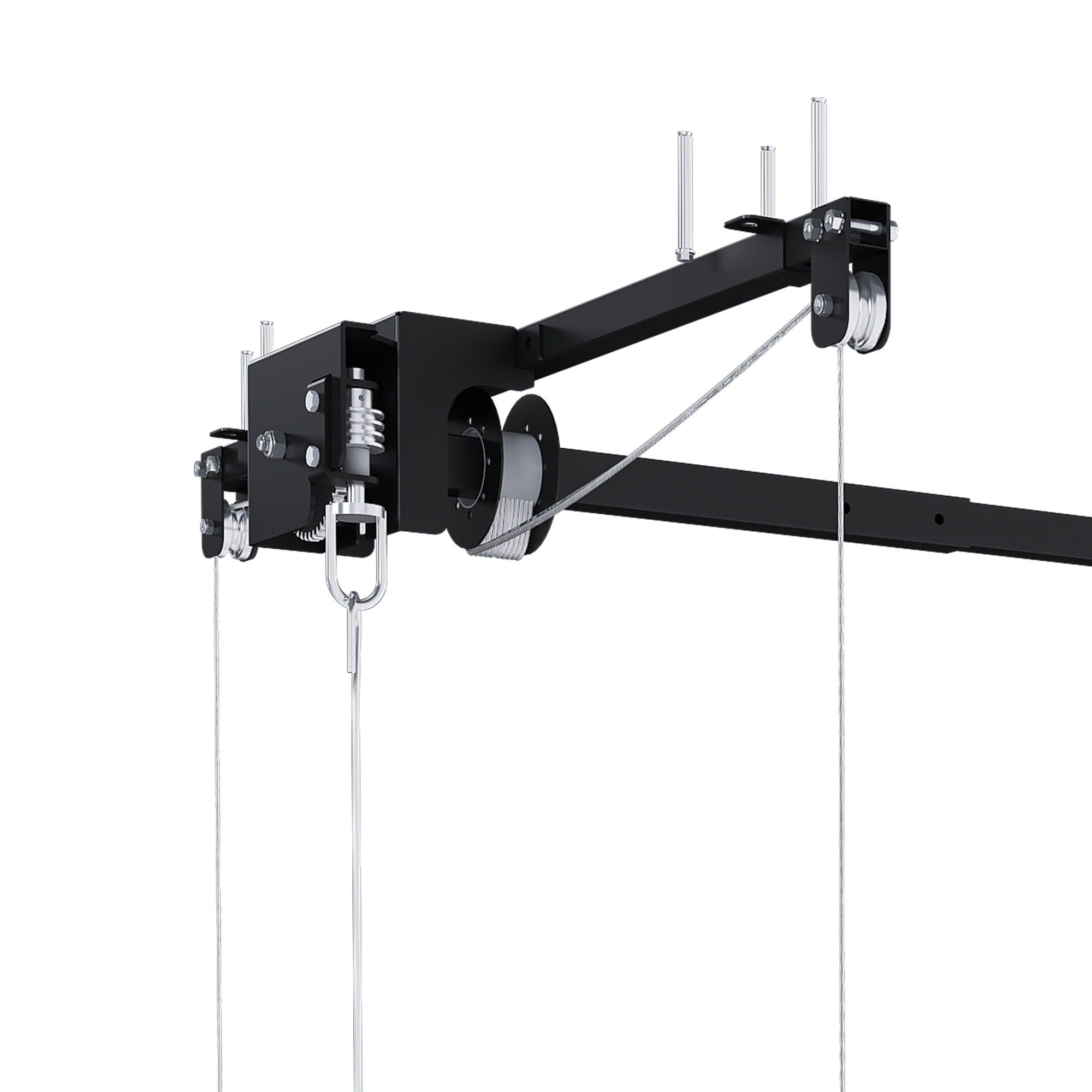 Overhead Garage Storage Rack 4 X 4 Ft For High Ceilings, With Safety Lock - Black