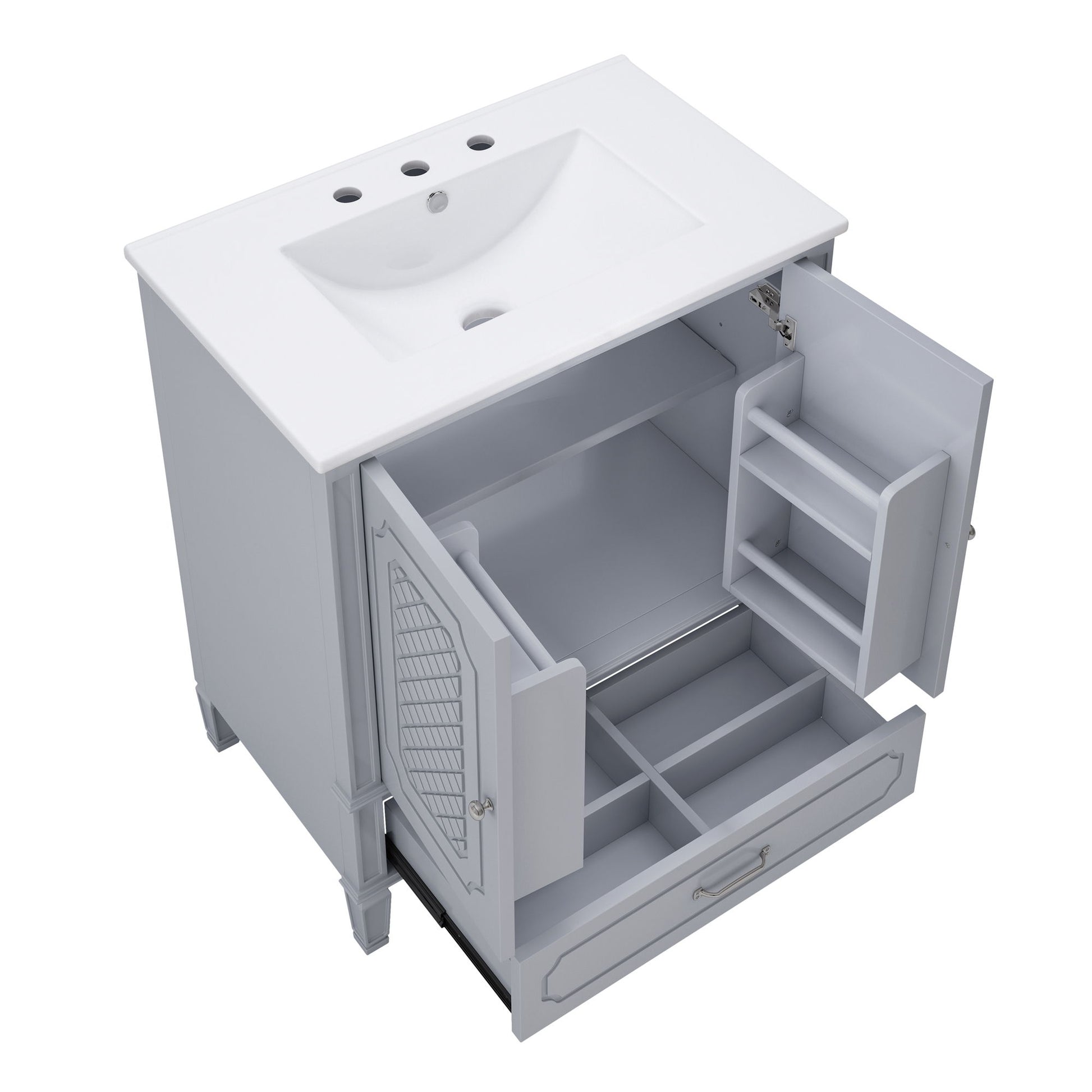 Vintage Style Bathroom Vanity With Sink, Multi Functional Storage, Soft-Closing Door - Best Buy Furniture