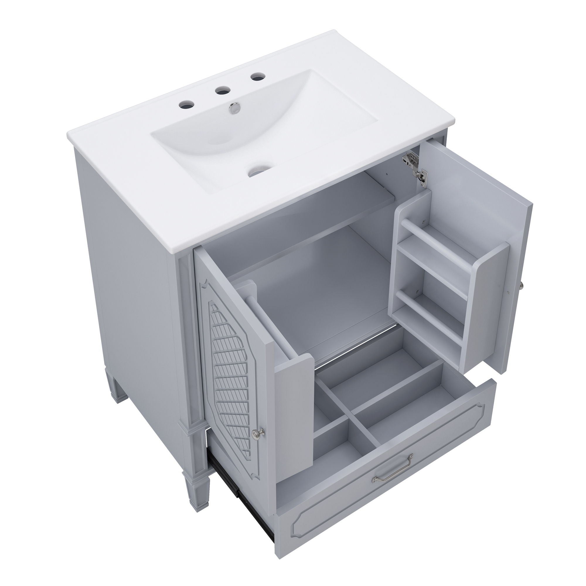 Vintage Style Bathroom Vanity With Sink, Multi Functional Storage, Soft-Closing Door - Best Buy Furniture