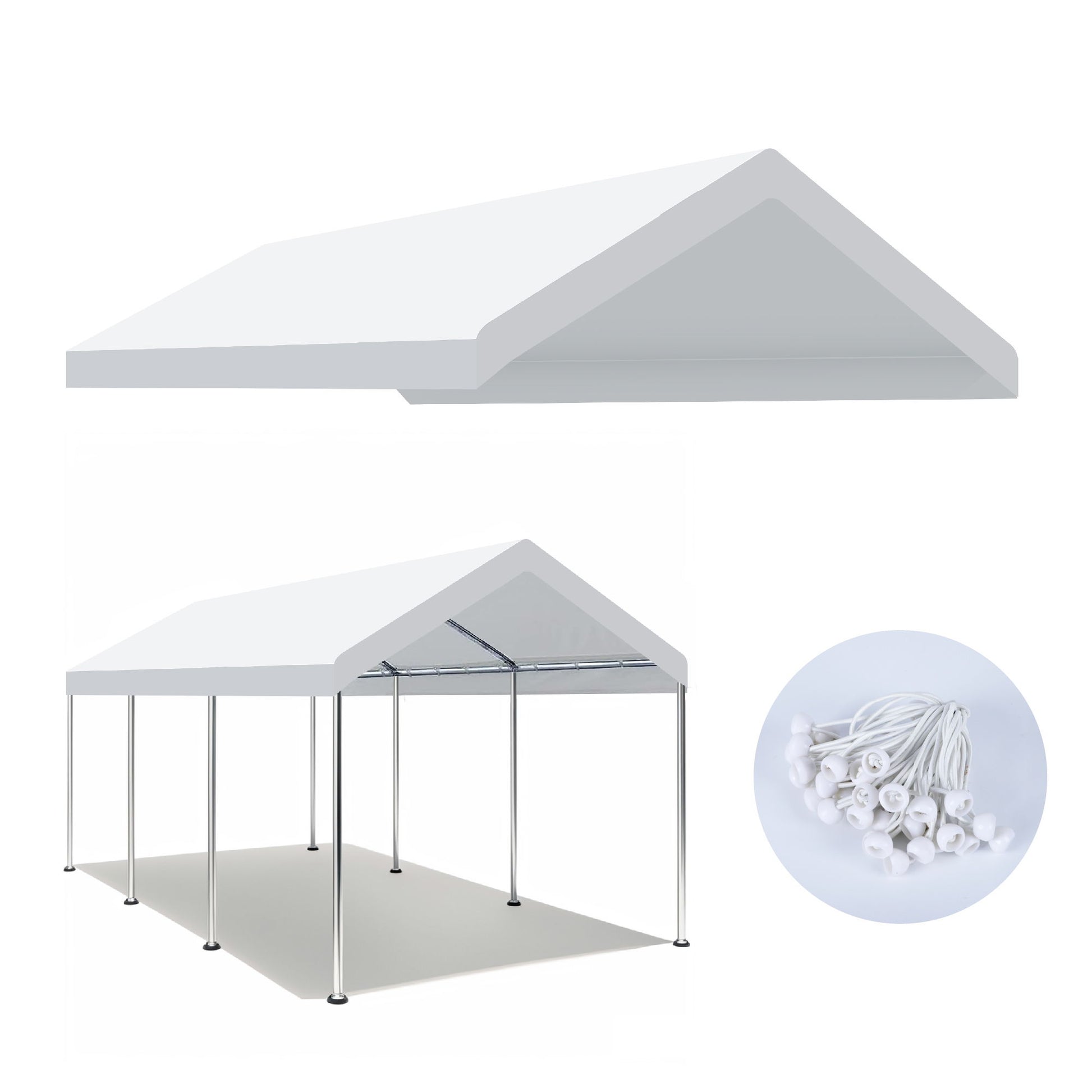10 X 20 Ft Carport Canopy Cover Replacement Heavy Duty Waterproof Fabric With 36 Bungee Cords UV & Tear Resistant (Cover Only) - White - Best Buy Furniture