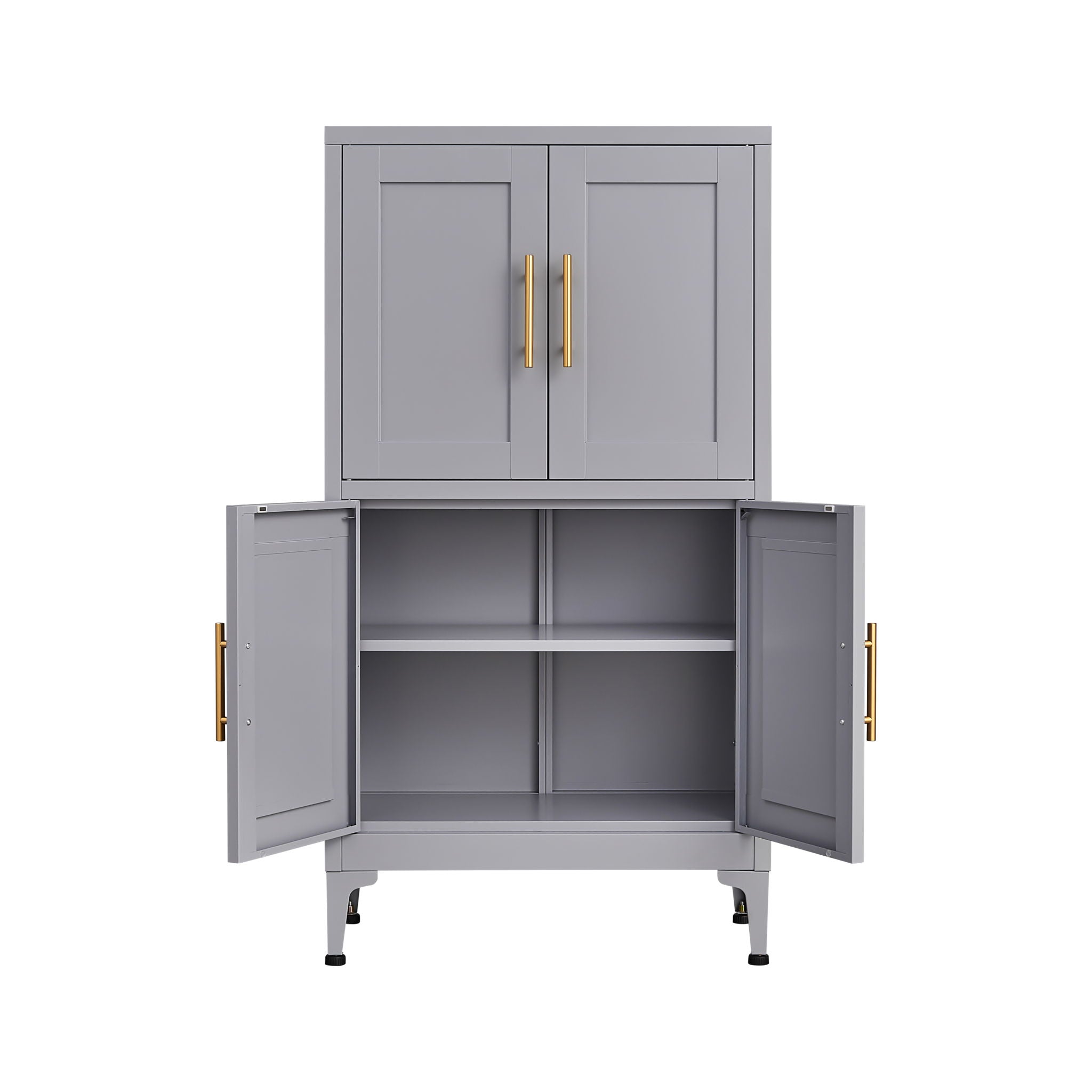 Metal Kitchen Storage Cabinet, Kitchen Pantry Storage Cabinet With Doors And Shelves, Storage Cabinet With Adjustable Leveling Foot For Kitchen, Living Room And Dining Room