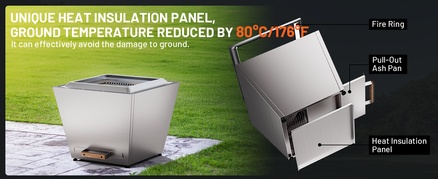 Smokeless Fire Pit with Fireproof Mat 20' Barrel Style Portable Wood Burning Firepit Black