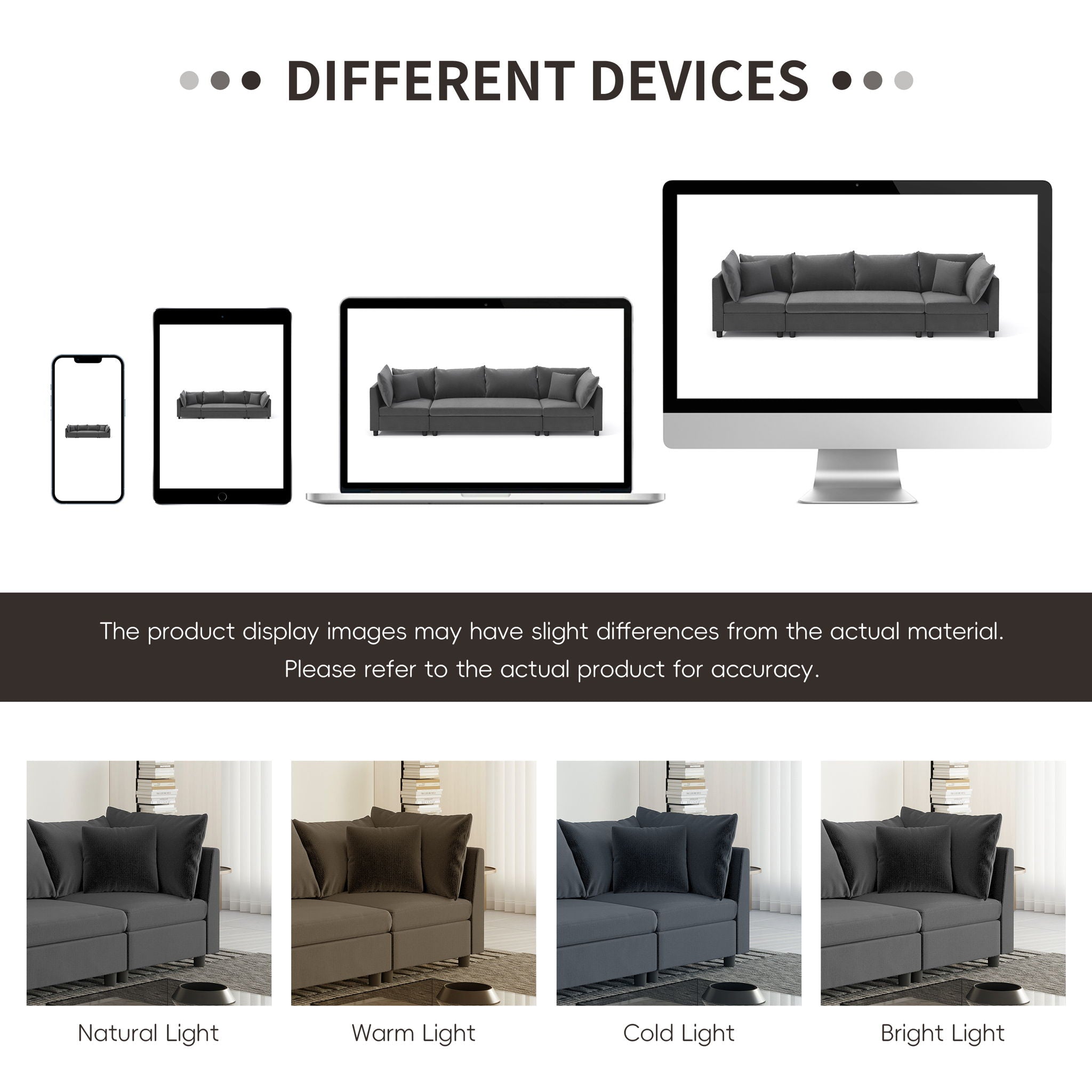 Modern Modular Sectional Oversized 4 Seat Couch Set & 4 Pillows, Minimalist Style Wide Seat Comfy Sofa - Gray - Best Buy Furniture