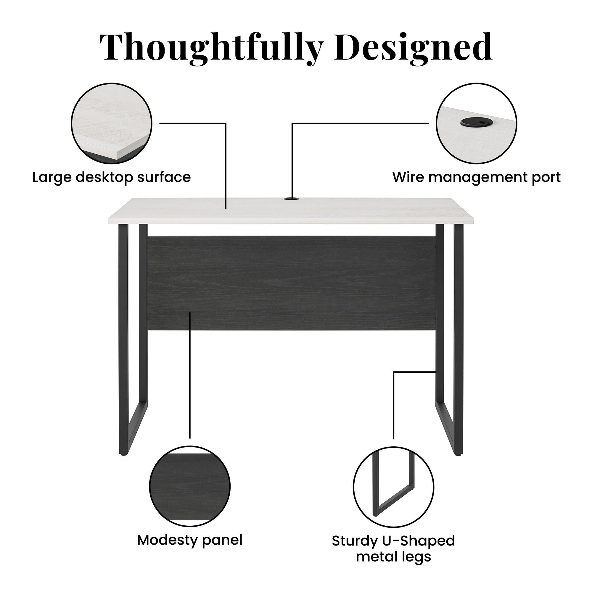 Sorina - Writing Desk - White / Light Oak