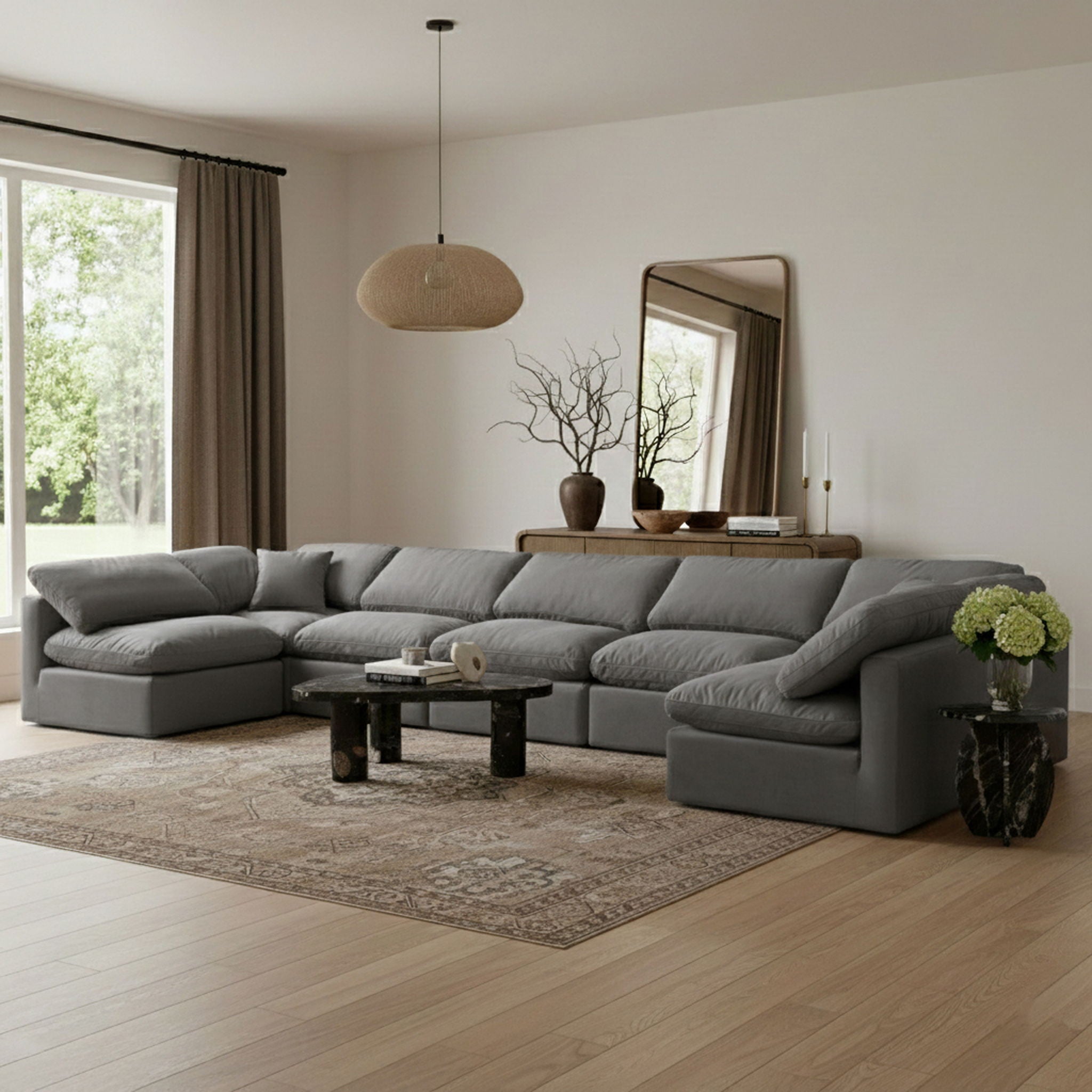 Indulge - Velvet 7 Piece Modular U-Shaped Sectional