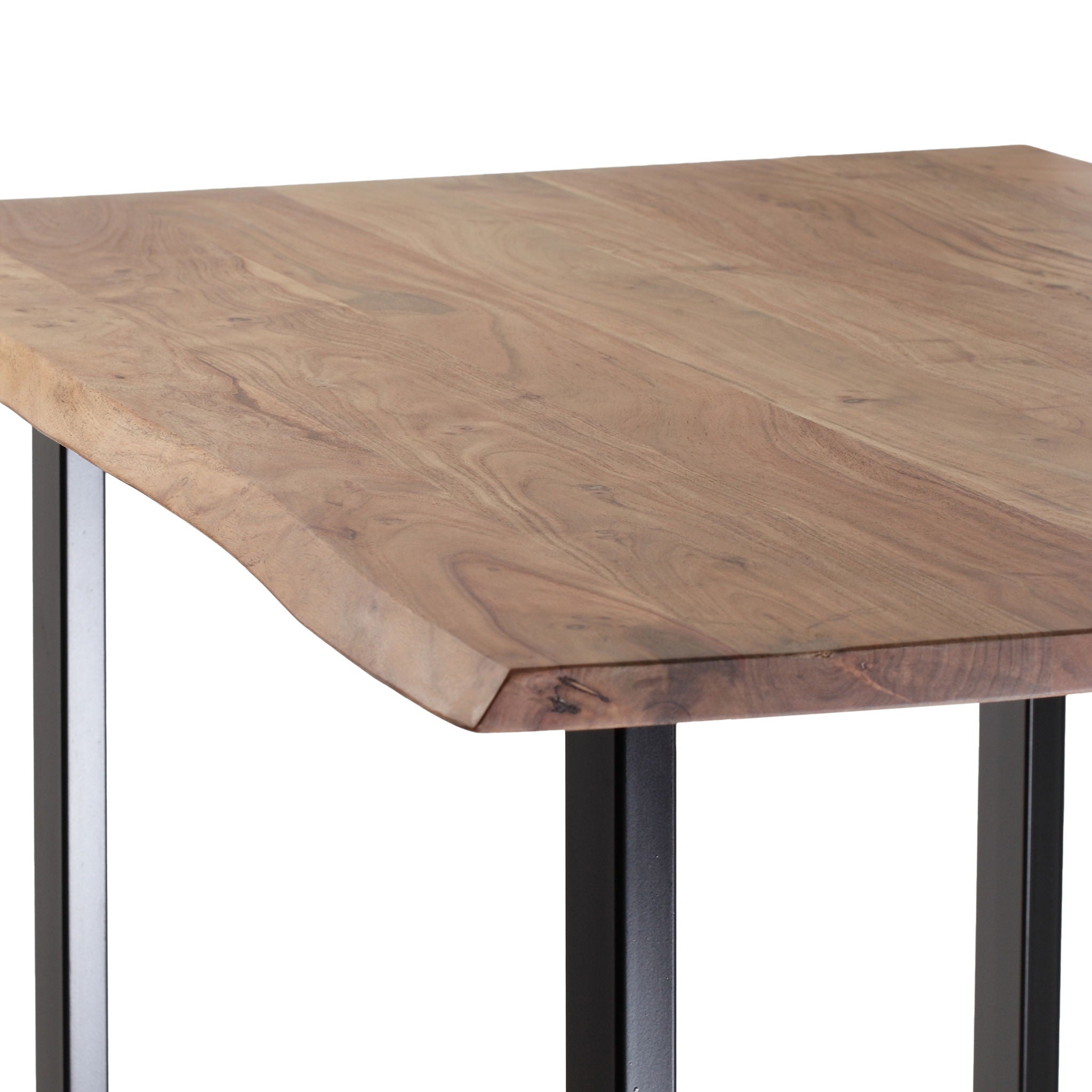 Dining Table With Top And Iron Frame - Natural / Black