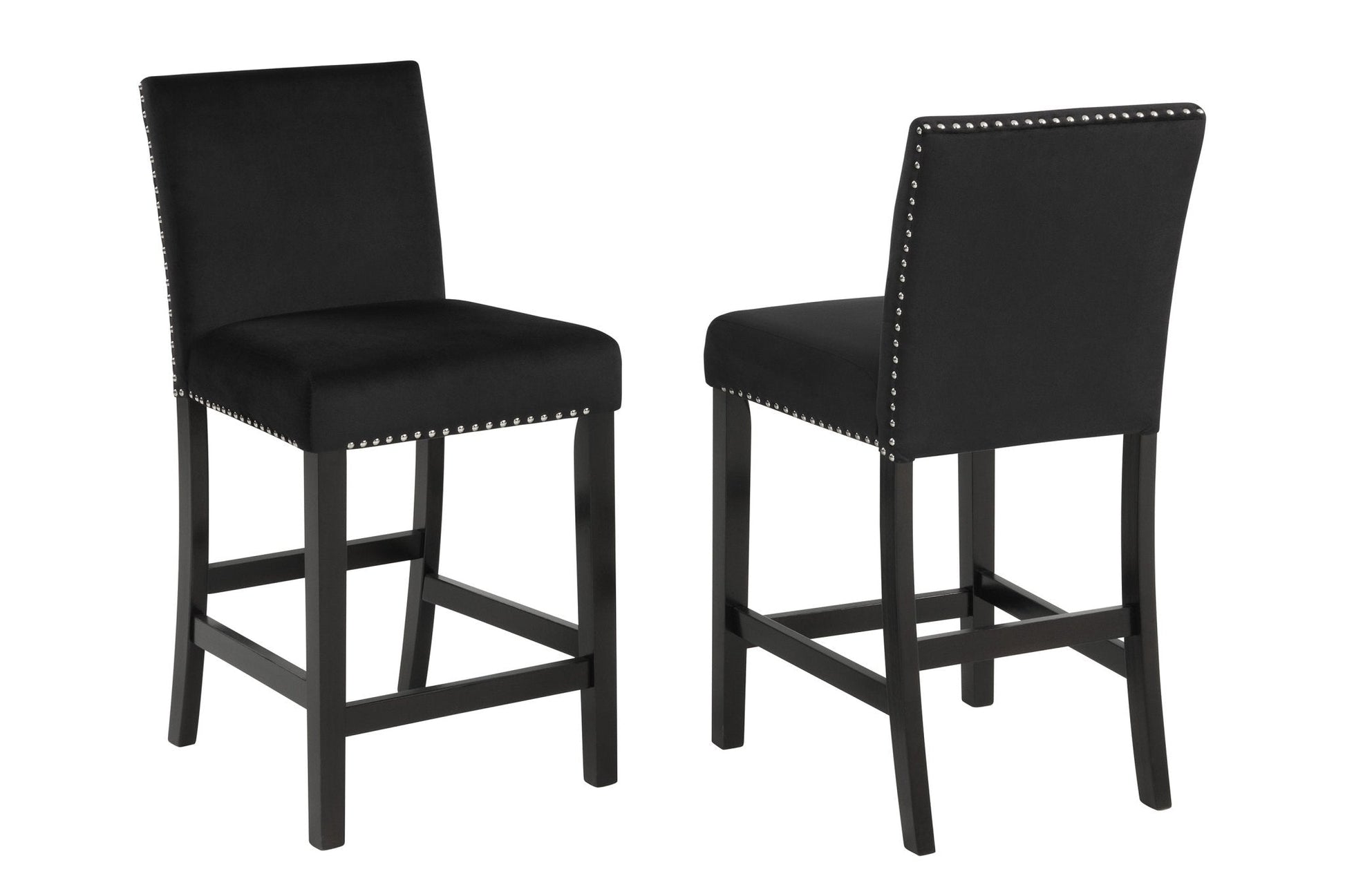 5pc counter height dining set square white faux marble table black velvet upholstered tufted nail head chairs wooden leg - Tuesday Morning - Kitchen & Dining Furniture Sets