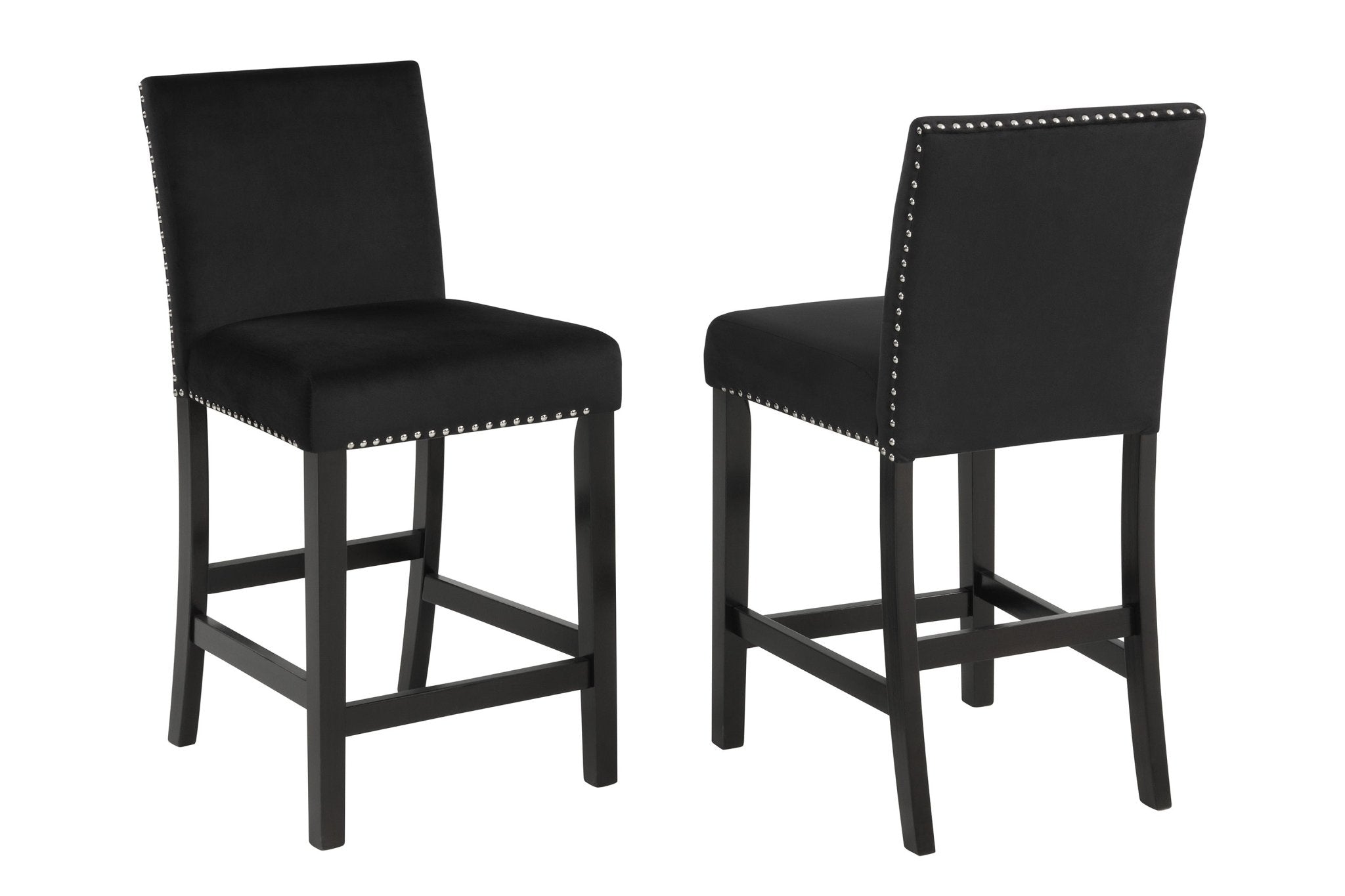 5pc counter height dining set square white faux marble table black velvet upholstered tufted nail head chairs wooden leg - Tuesday Morning - Kitchen & Dining Furniture Sets
