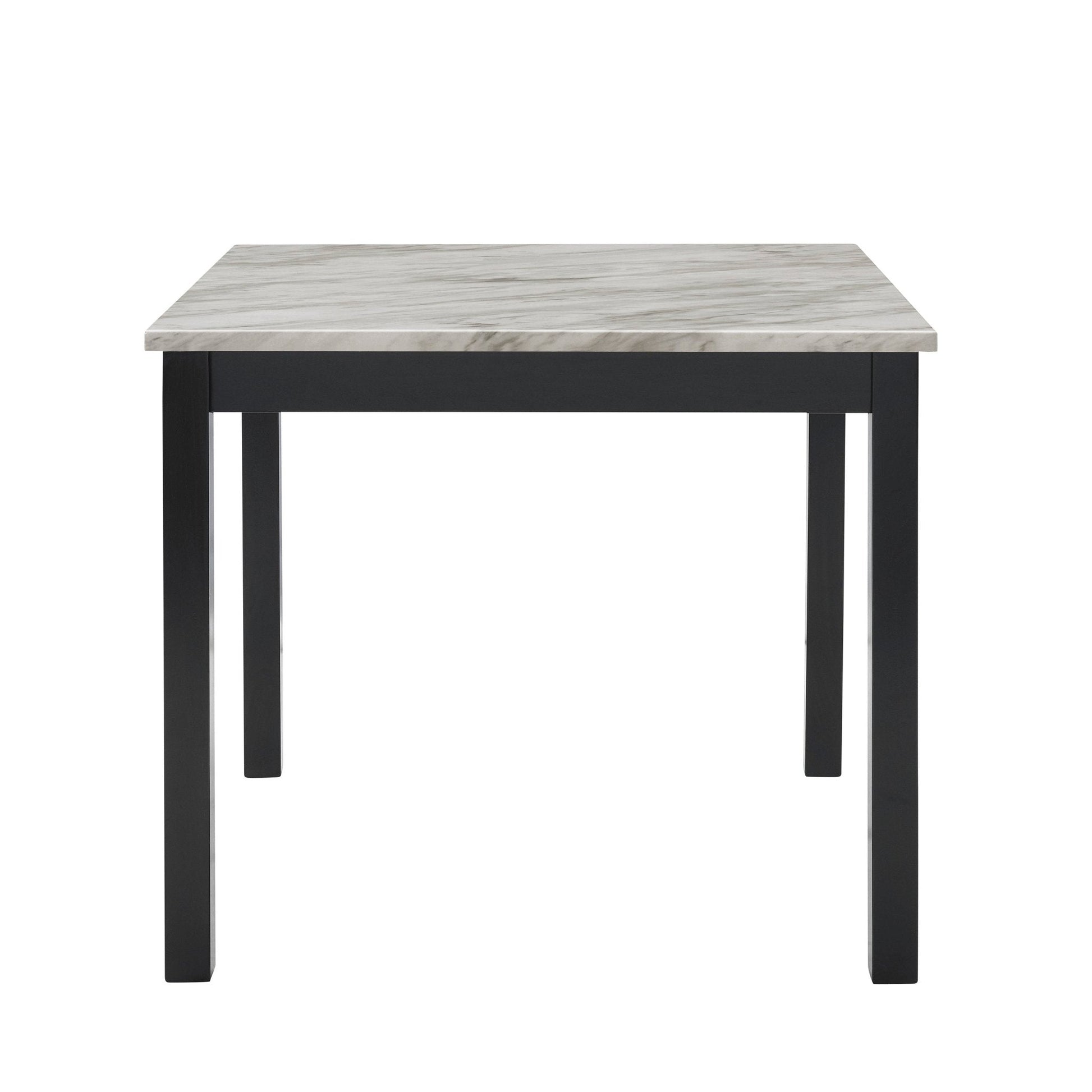 5pc counter height dining set square white faux marble table black velvet upholstered tufted nail head chairs wooden leg - Tuesday Morning - Kitchen & Dining Furniture Sets