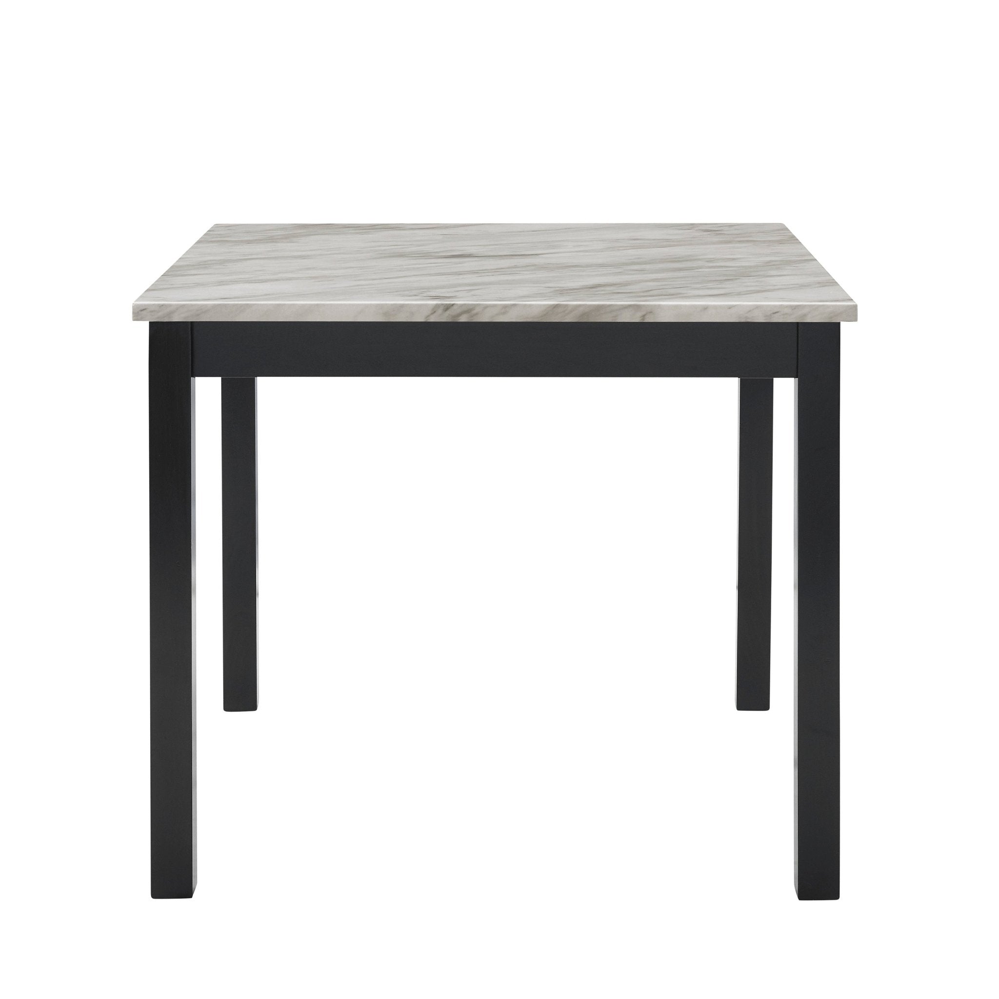 5pc counter height dining set square white faux marble table black velvet upholstered tufted nail head chairs wooden leg - Tuesday Morning - Kitchen & Dining Furniture Sets