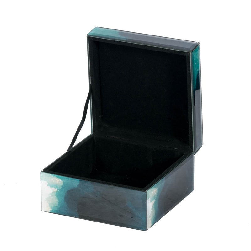 6 x 6 x 5 Bethany Aqua Jewelry Box, Stackable Decorative Storage Boxes With Lids - Tuesday Morning - Jewelry Boxes & Organizers
