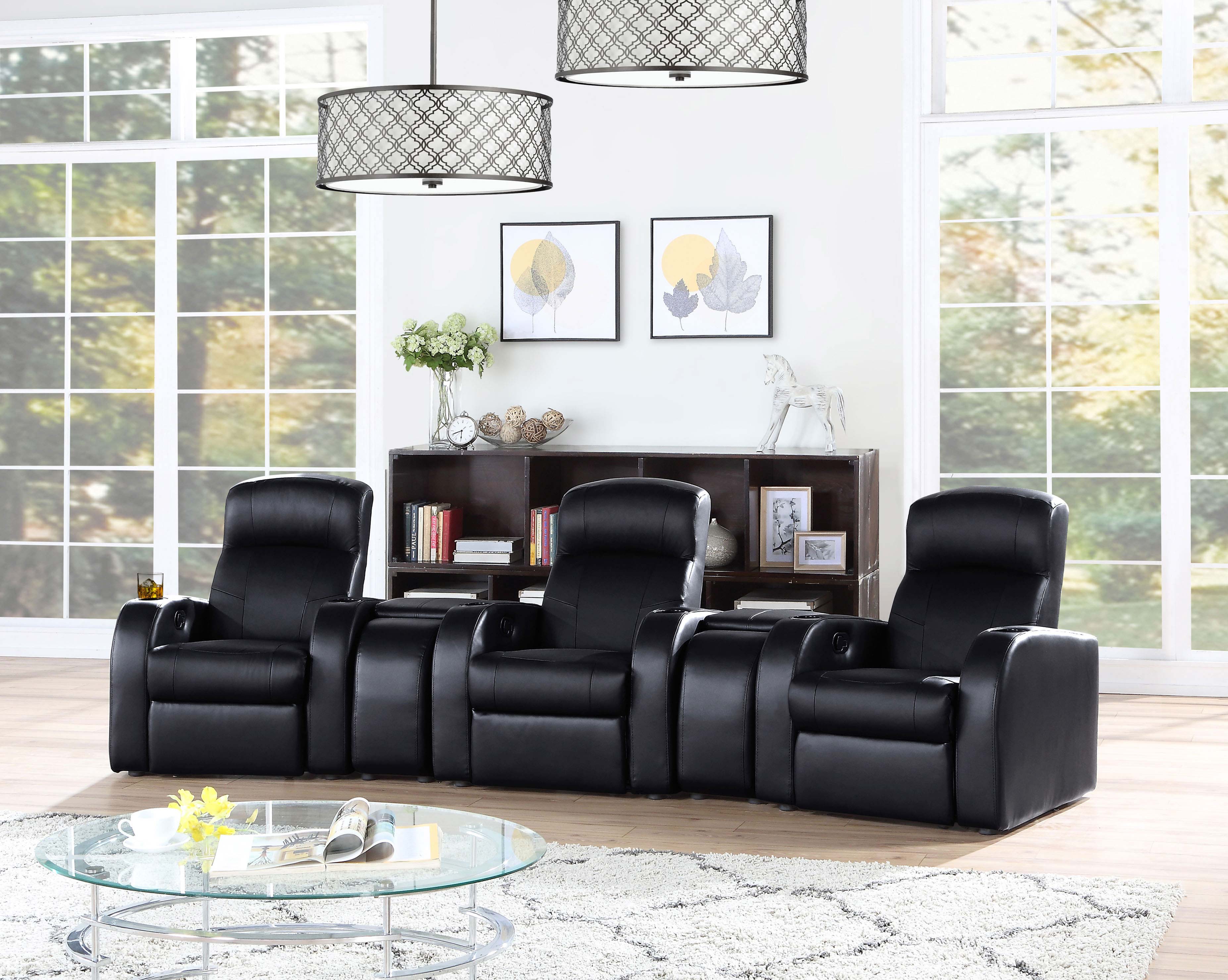 Cyrus Upholstered Home Theater Storage Wedge Console Black-CoasterEssence