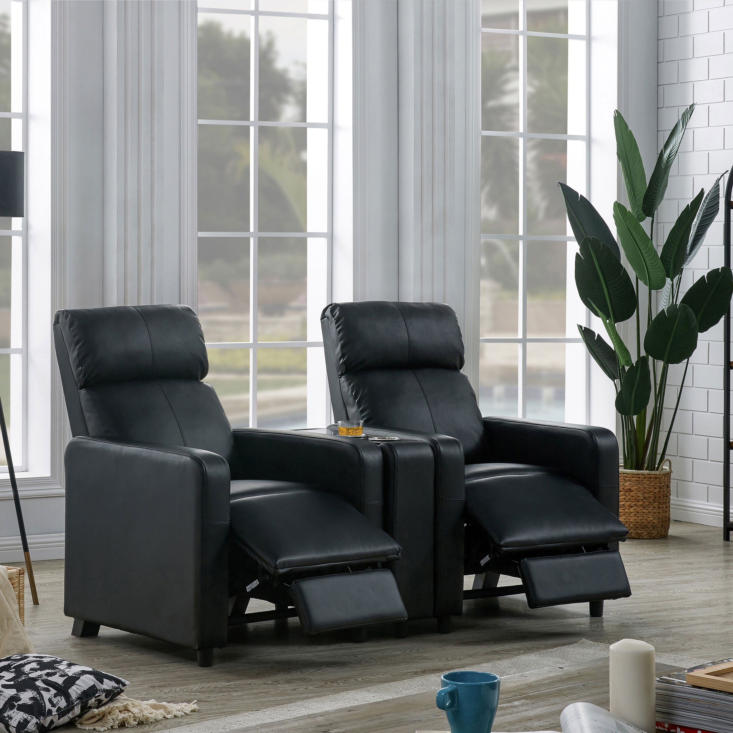 Toohey Upholstered Home Theater Push Back Recliner Black-CoasterEveryday