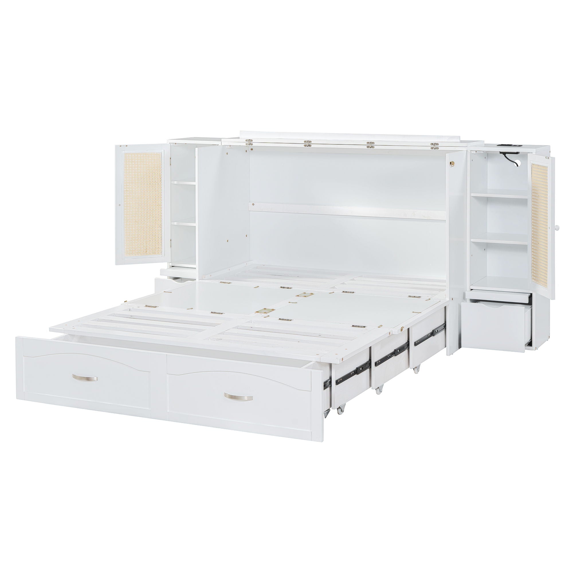 Murphy Wall Bed With Drawer And Rattan Decoration