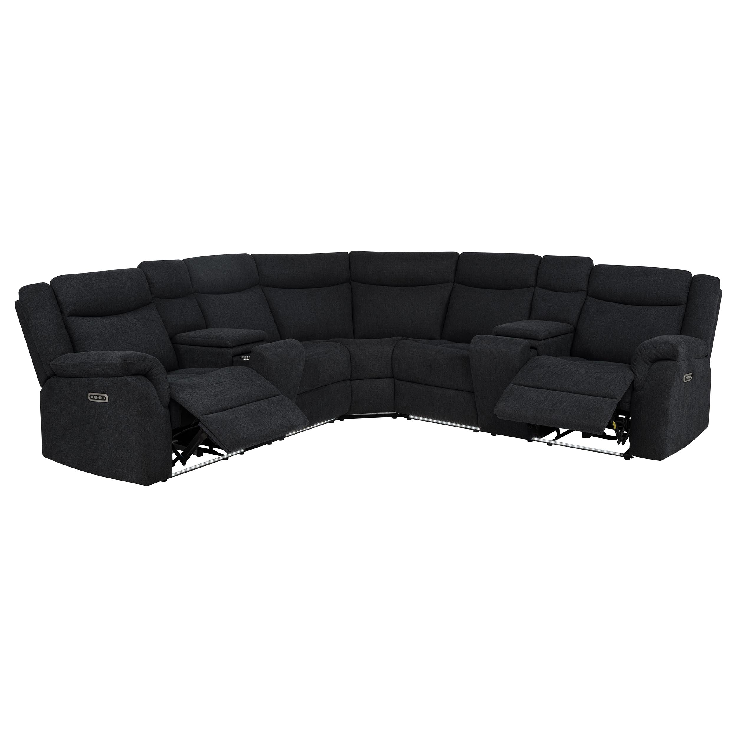 Hagen Upholstered Power Reclining Sectional Sofa Steel Grey-