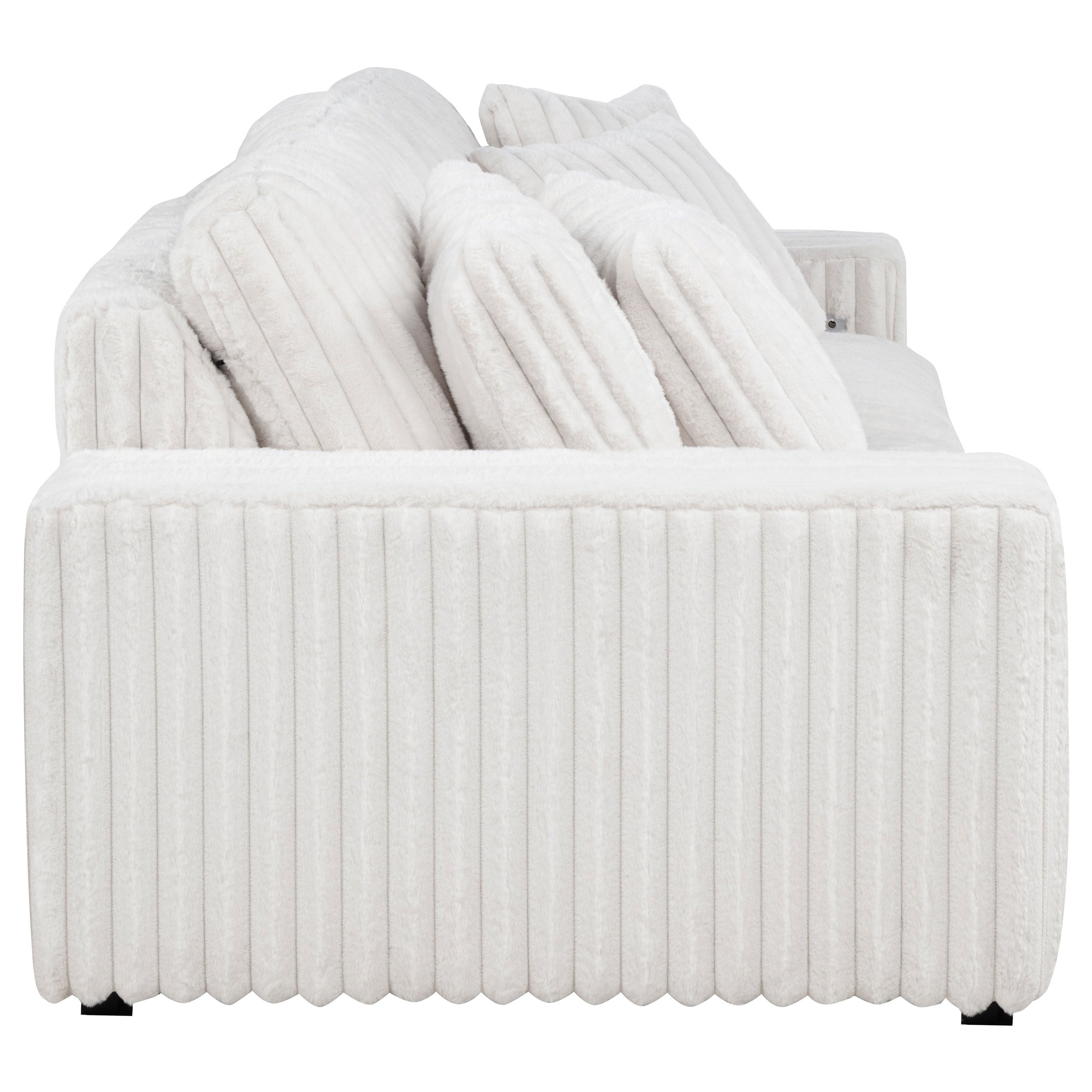 Jacana Corduroy Upholstered Dual Power Chaise Sofa Ivory-