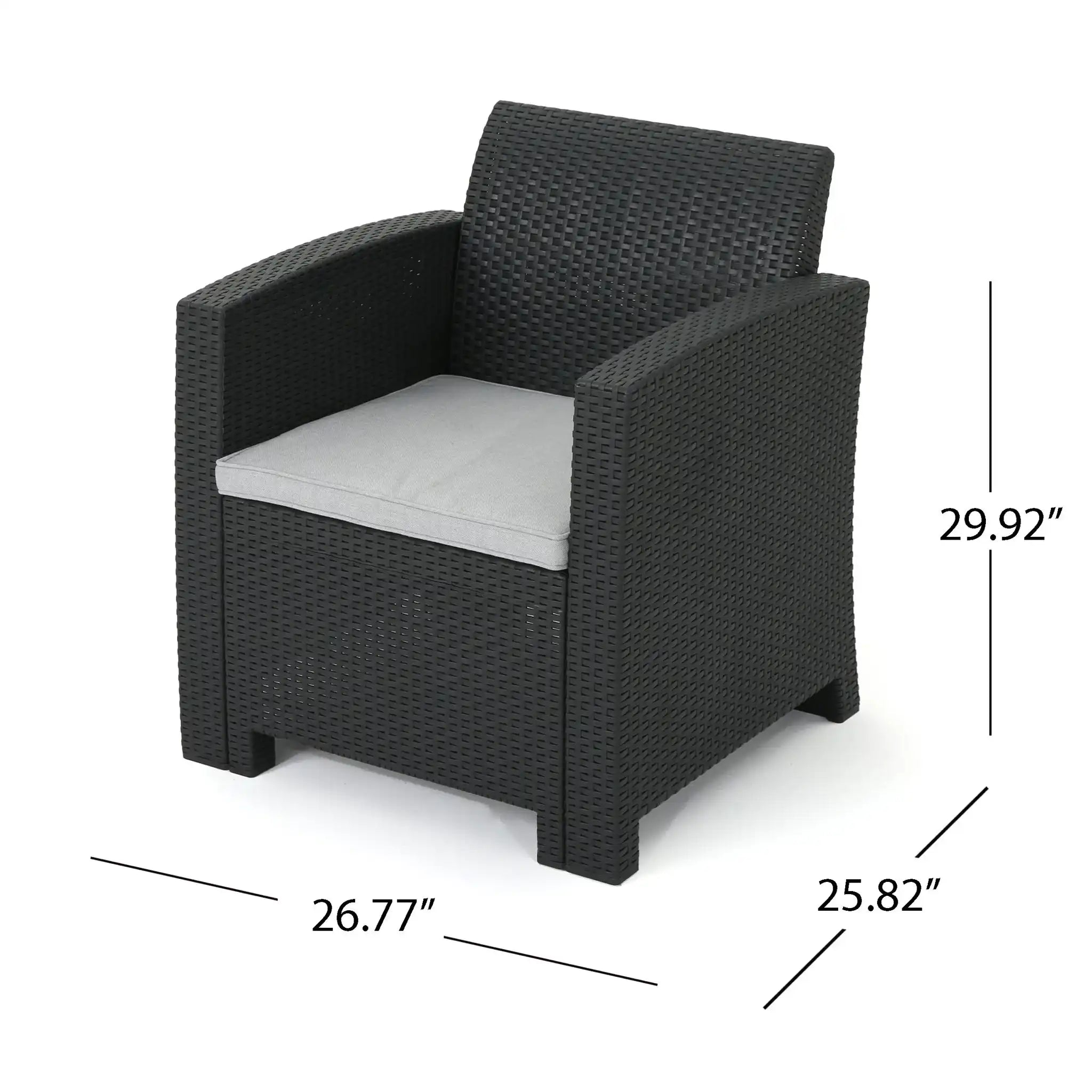 Velvora - Outdoor Wicker Set With 3 Seater Sofa, 2 Club Chairs, Coffee Table And Cushions - Brown