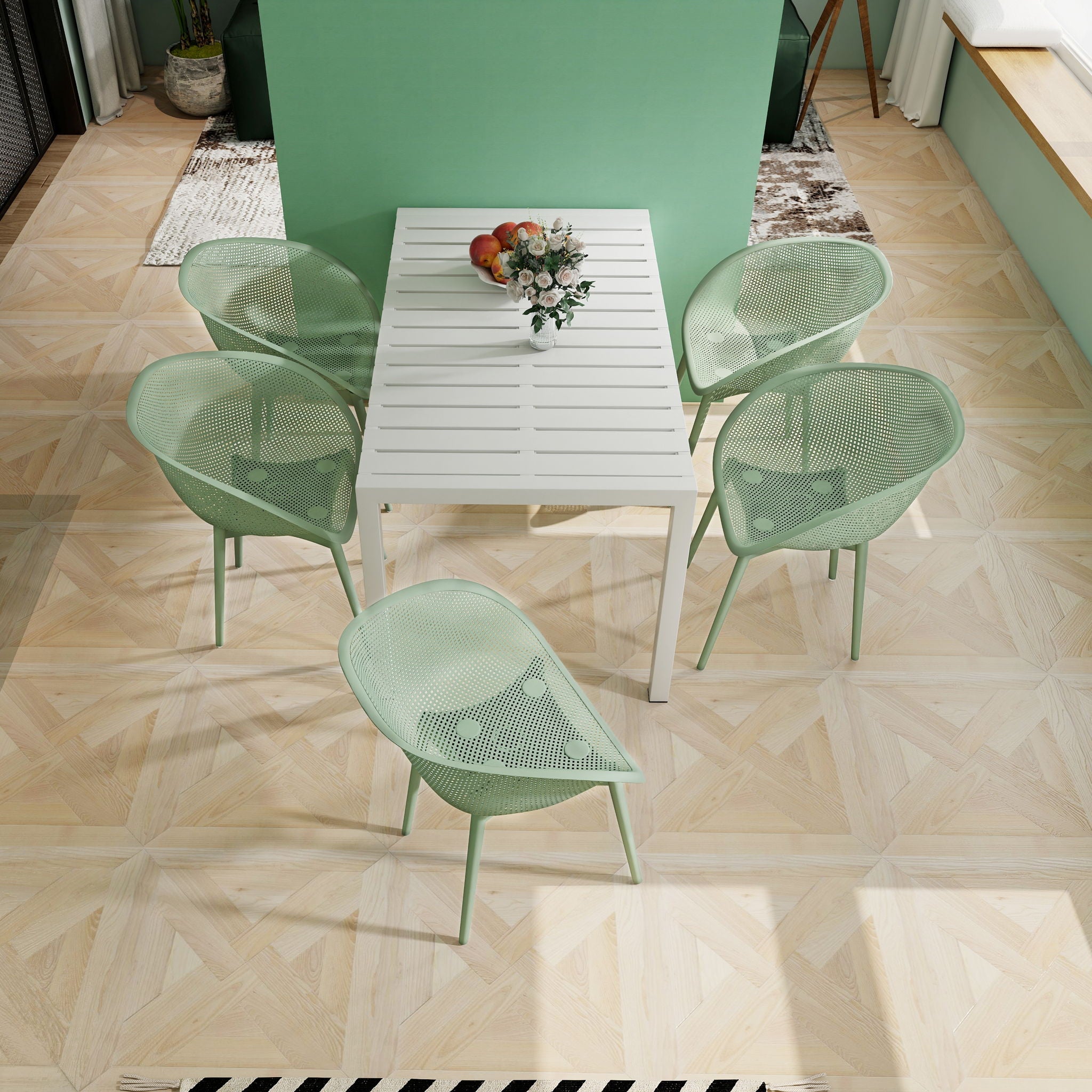 2 Piece Durable Single Chair With Mesh Hollow Out Design