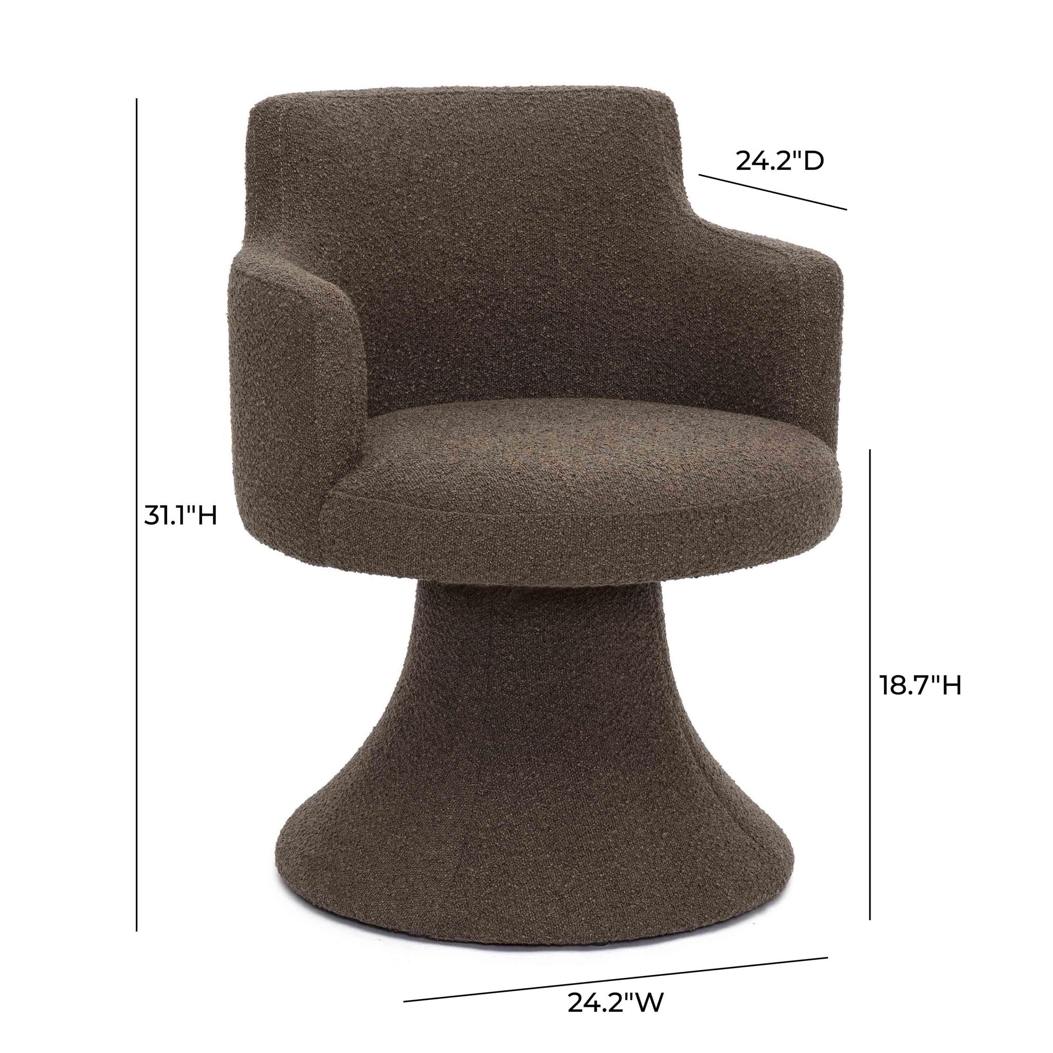 Jeffree - Performance Boucle Swivel Dining Chair - Chocolate Brown