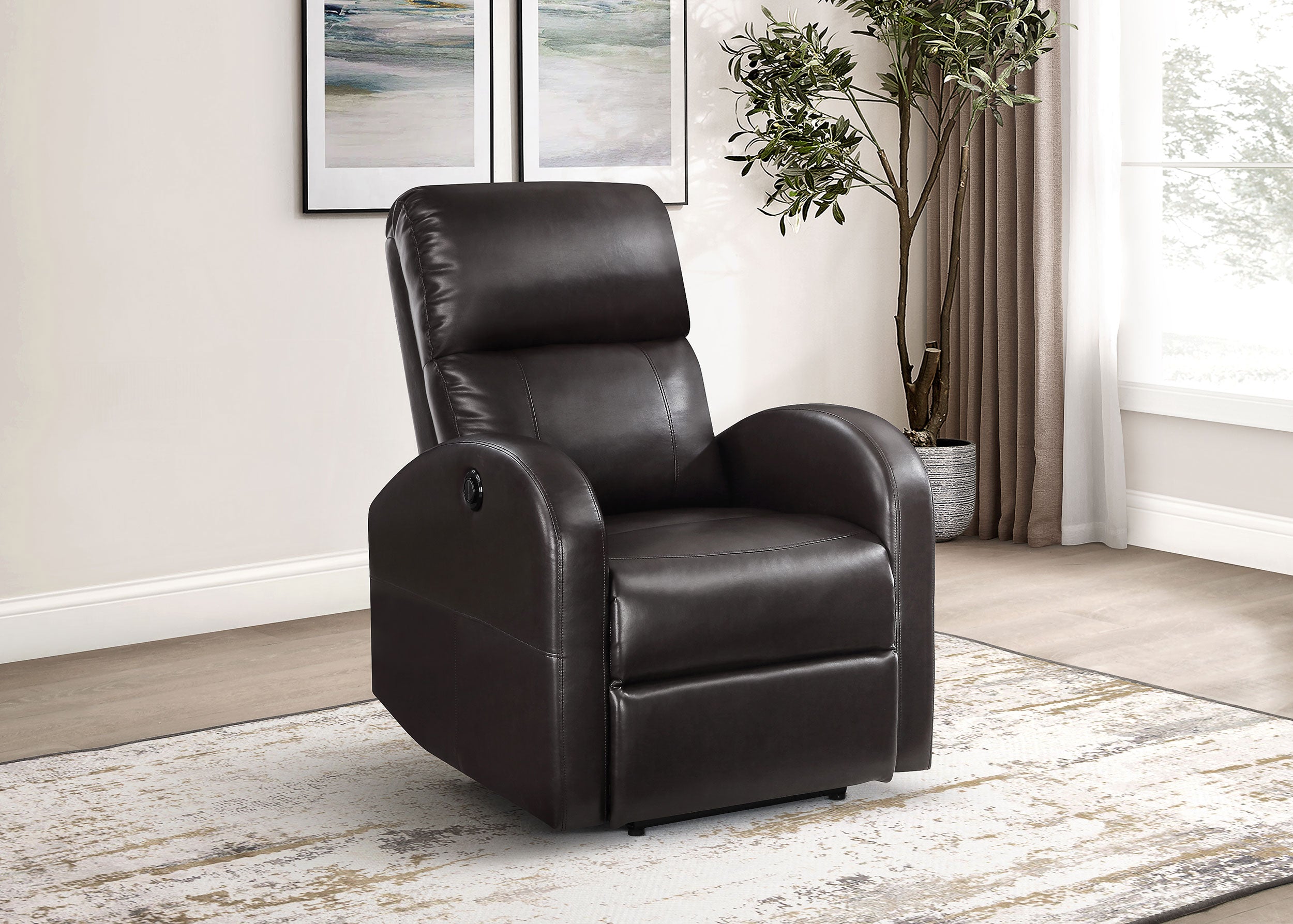 Grant Upholstered Power Recliner Chair Brown-