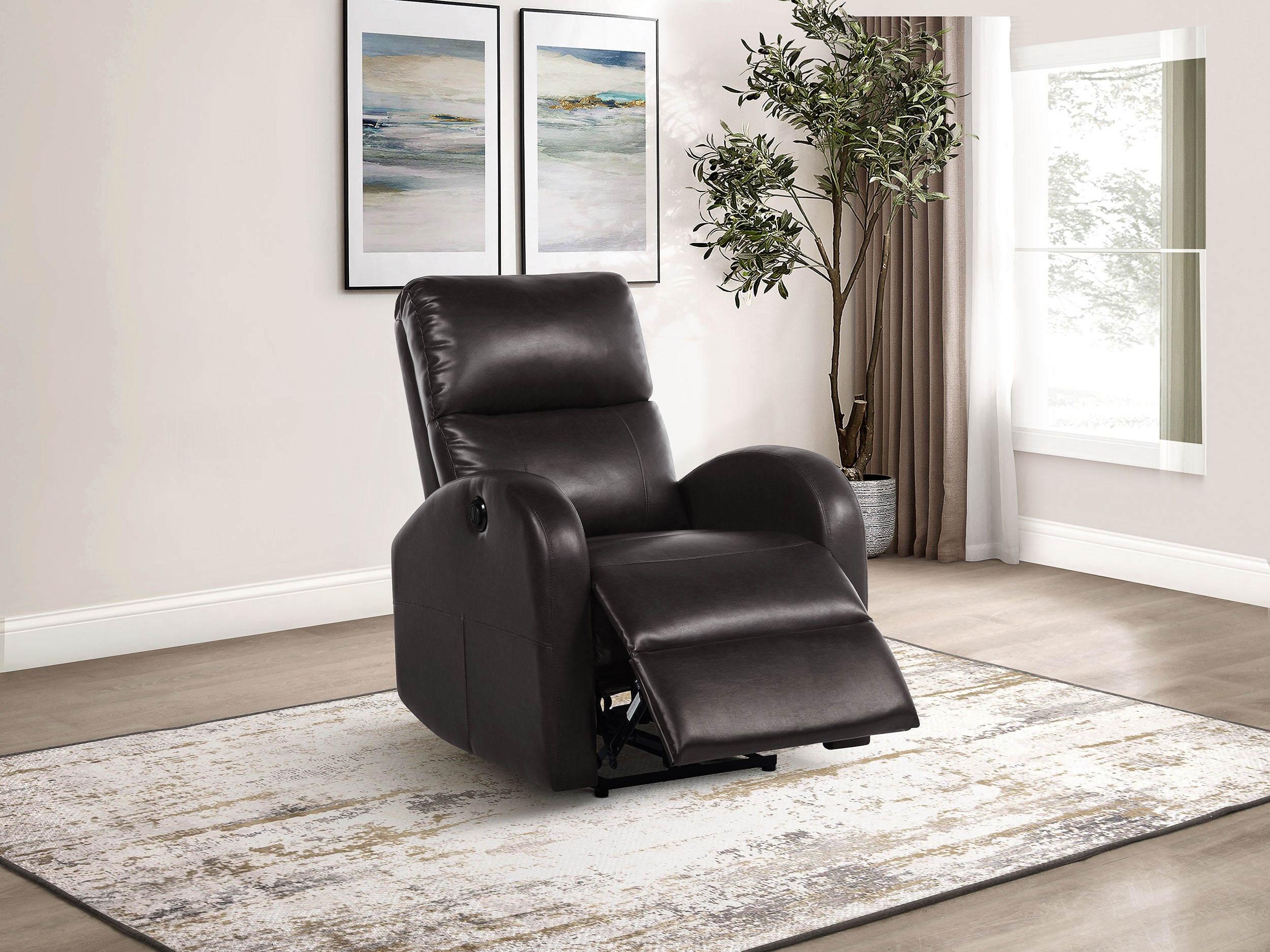 Grant Upholstered Power Recliner Chair Brown-