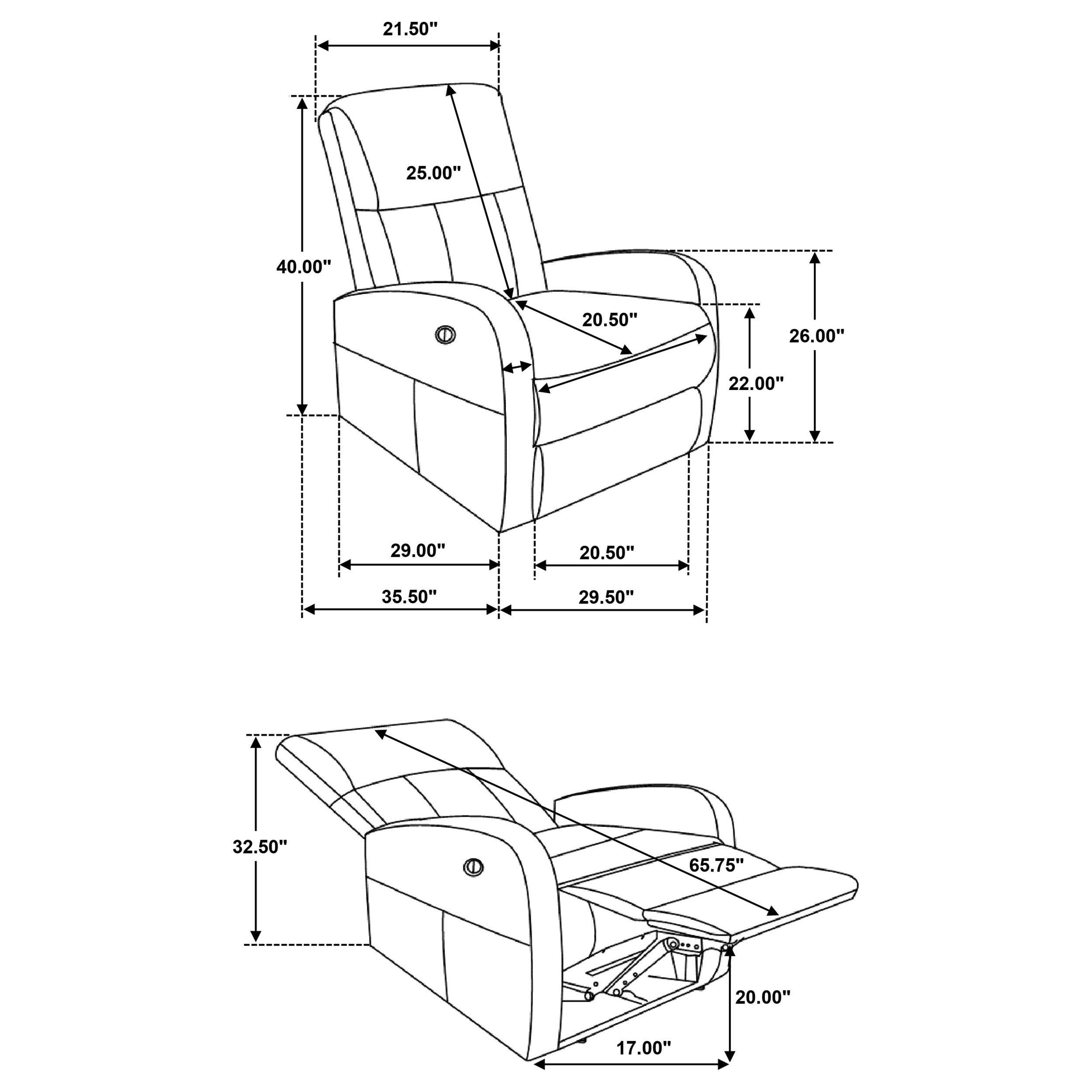 Grant Upholstered Power Recliner Chair Brown-