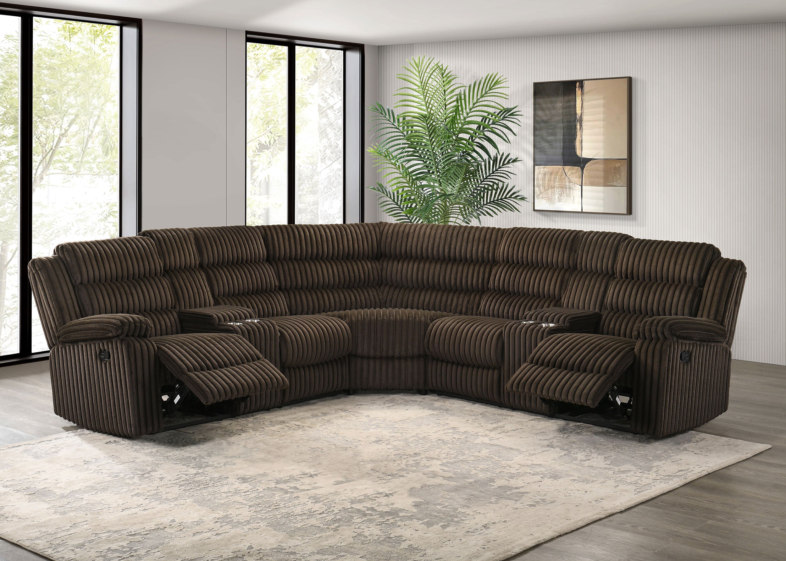 Atkinson Upholstered Reclining Sectional Sofa Chocolate-
