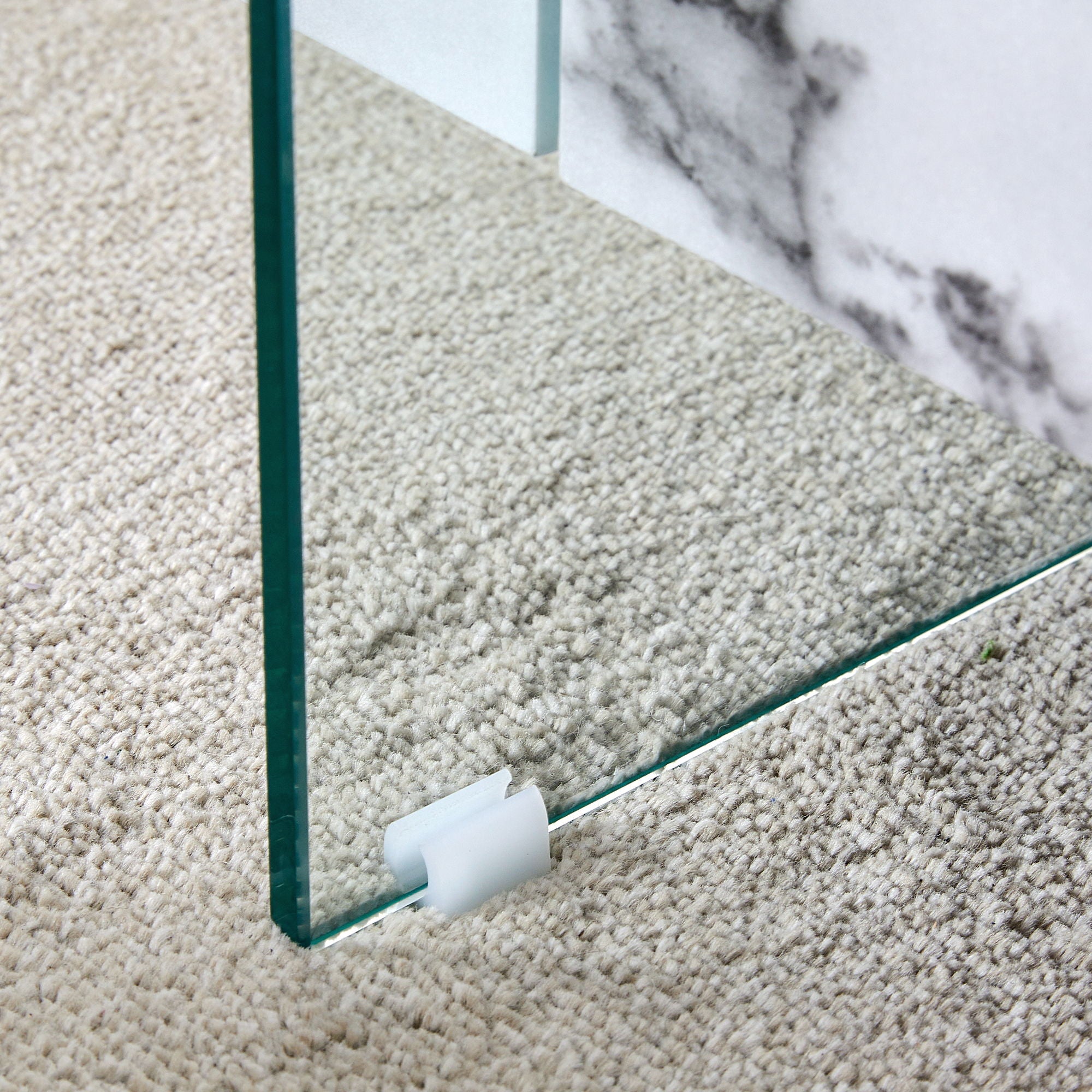Modern 2 Tier Square Coffee Table, Elegant Marble Pattern