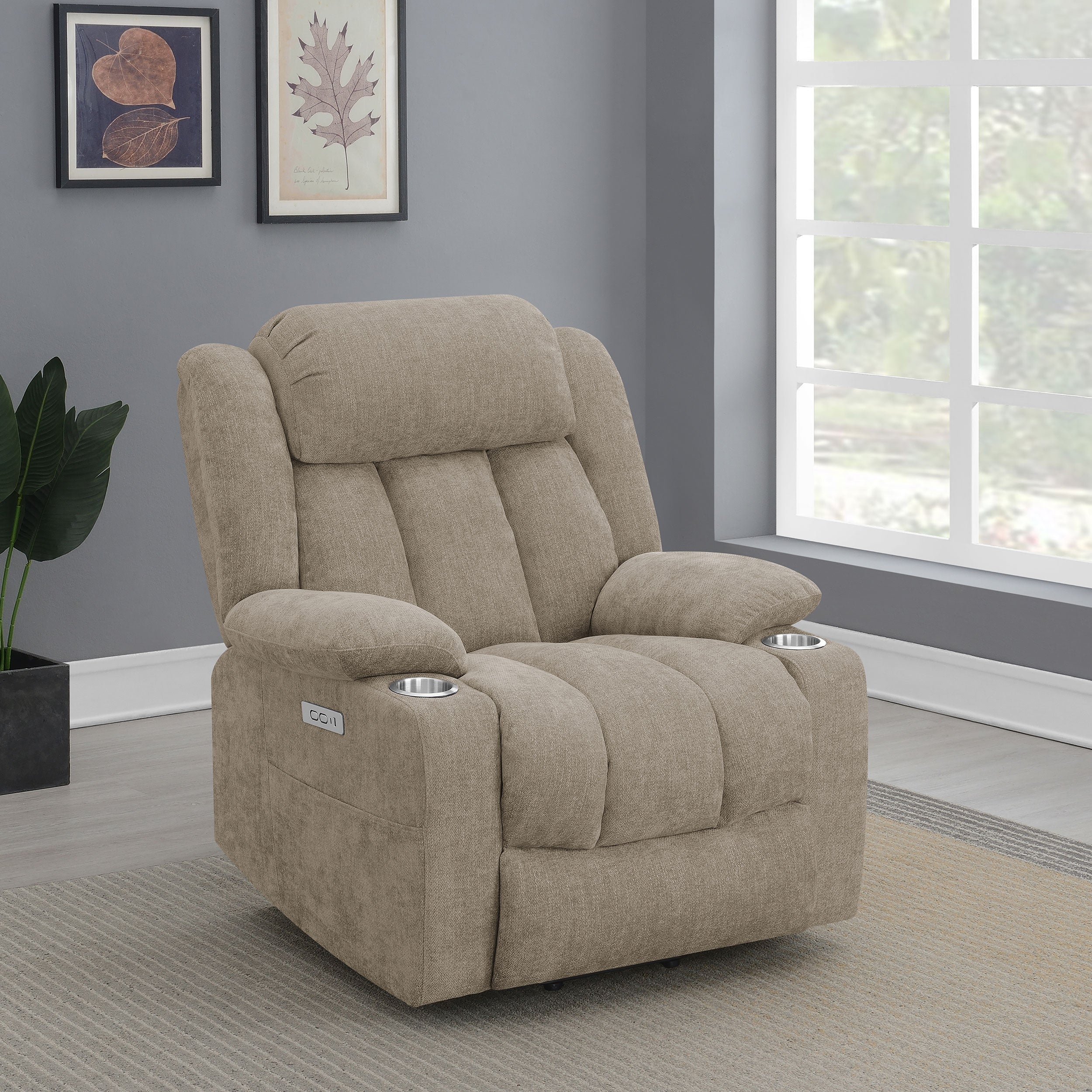Houston Upholstered Power Lift Recliner Chair Camel-