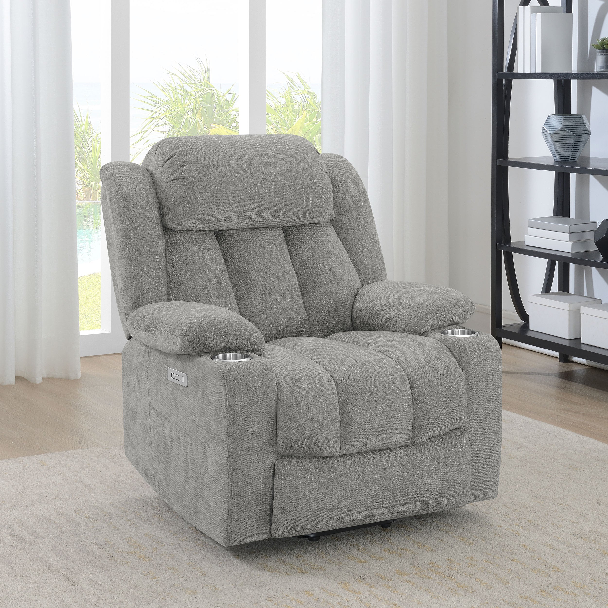 Houston Upholstered Power Lift Recliner Grey-