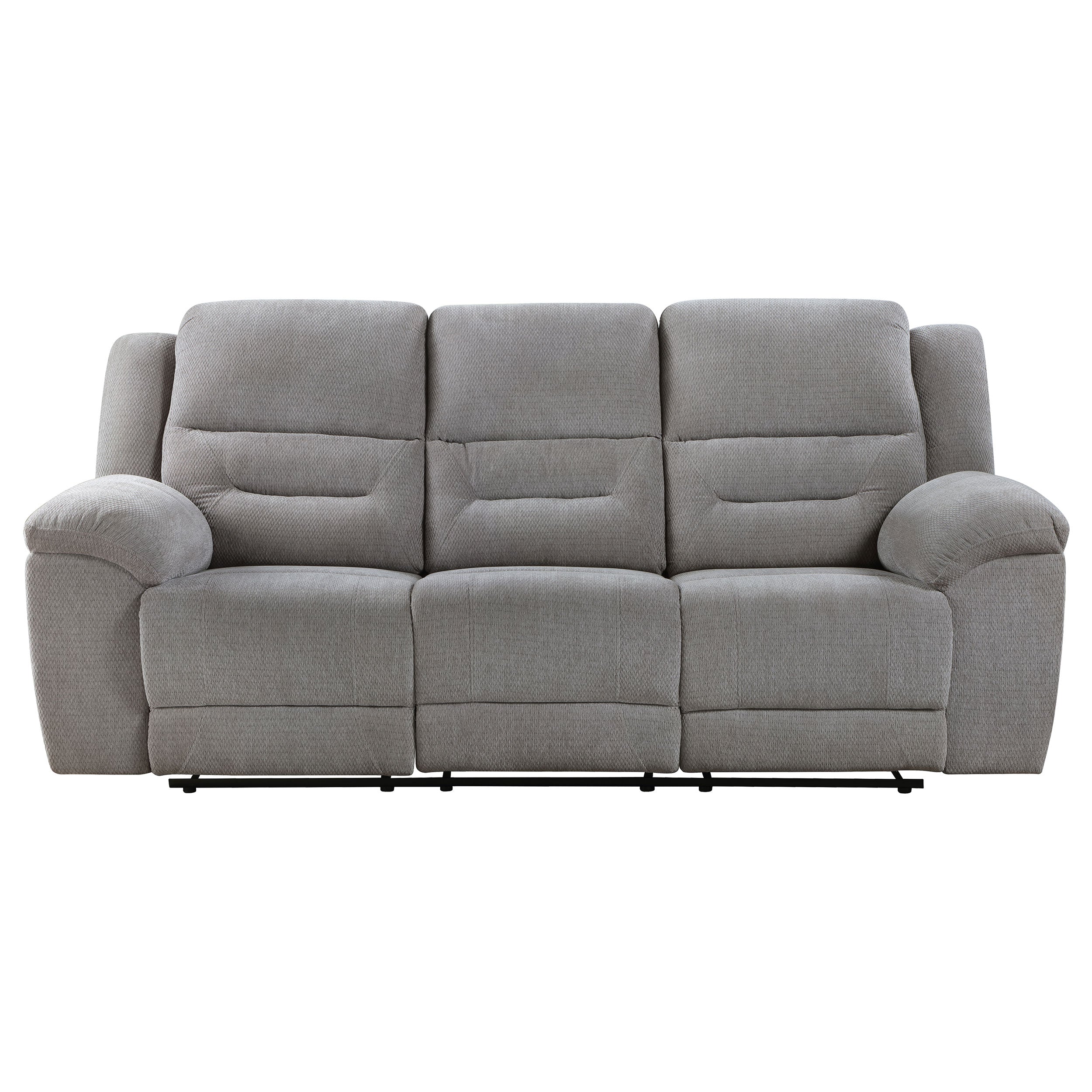 Gilson Chenille Upholstered Reclining Sofa Grey-