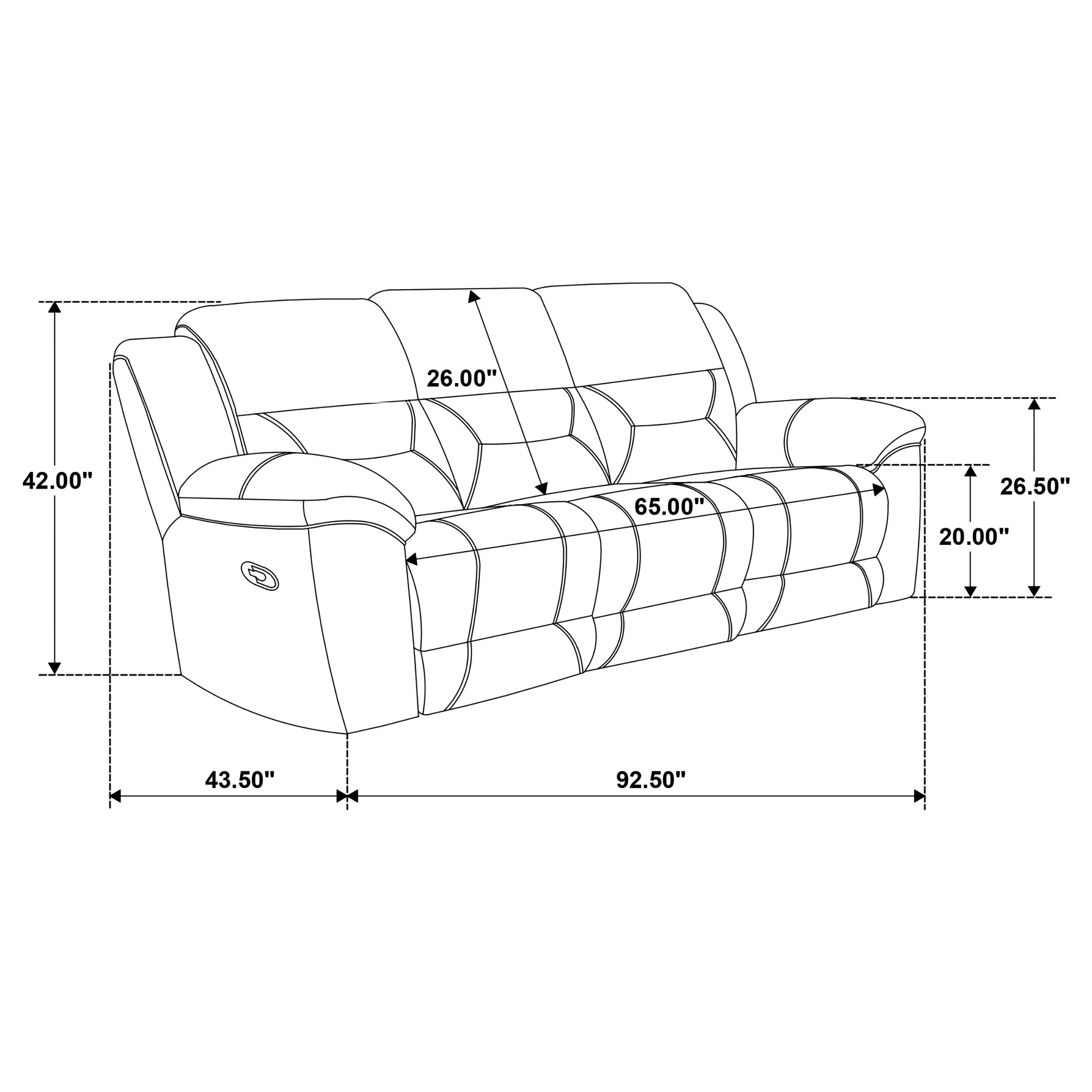 Gilson Chenille Upholstered Reclining Sofa Grey-