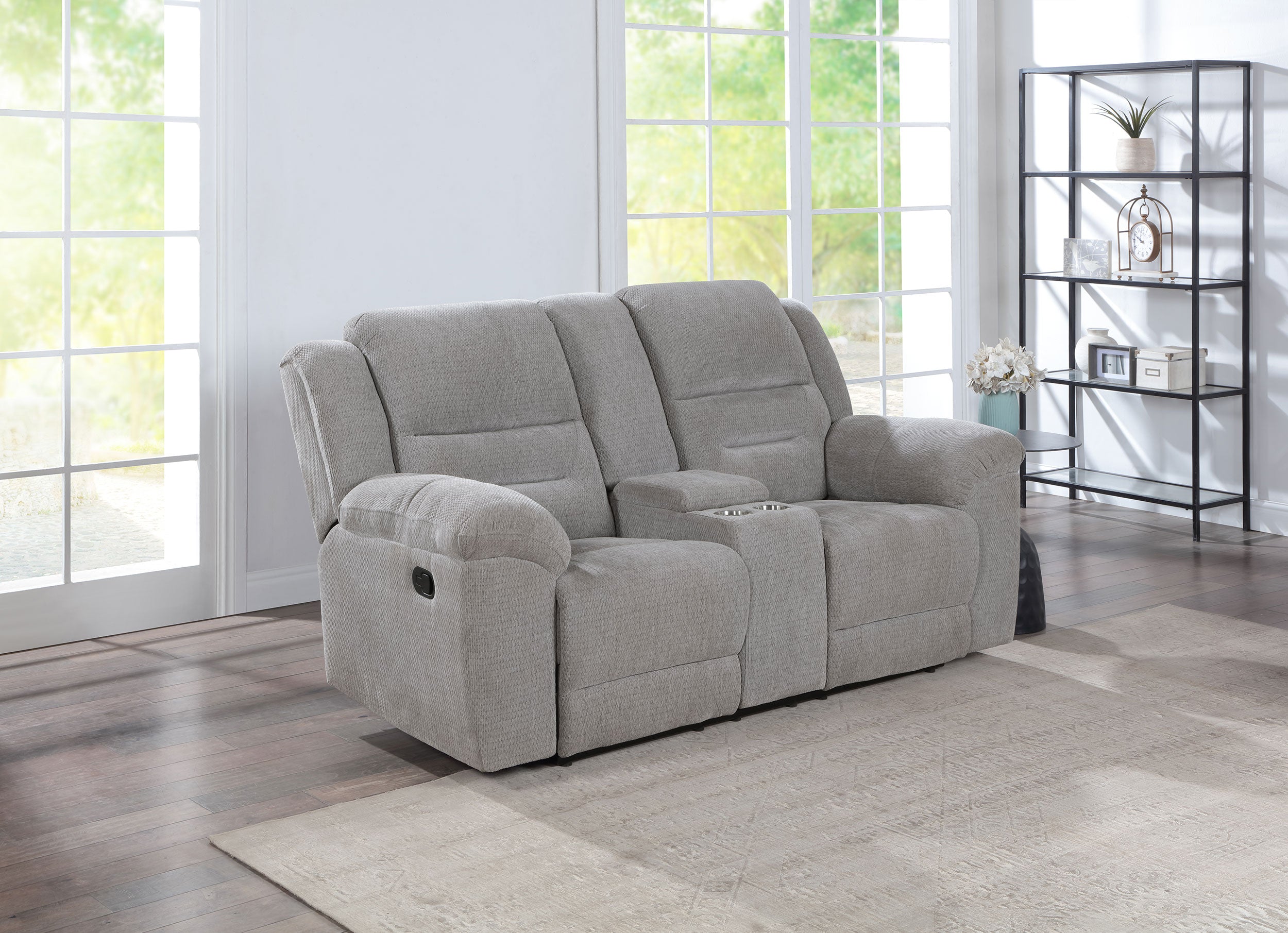 Gilson Chenille Upholstered Reclining Loveseat Grey-