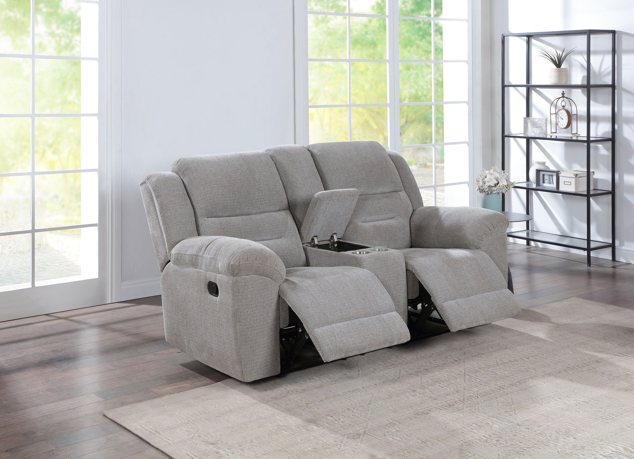 Gilson Chenille Upholstered Reclining Loveseat Grey-