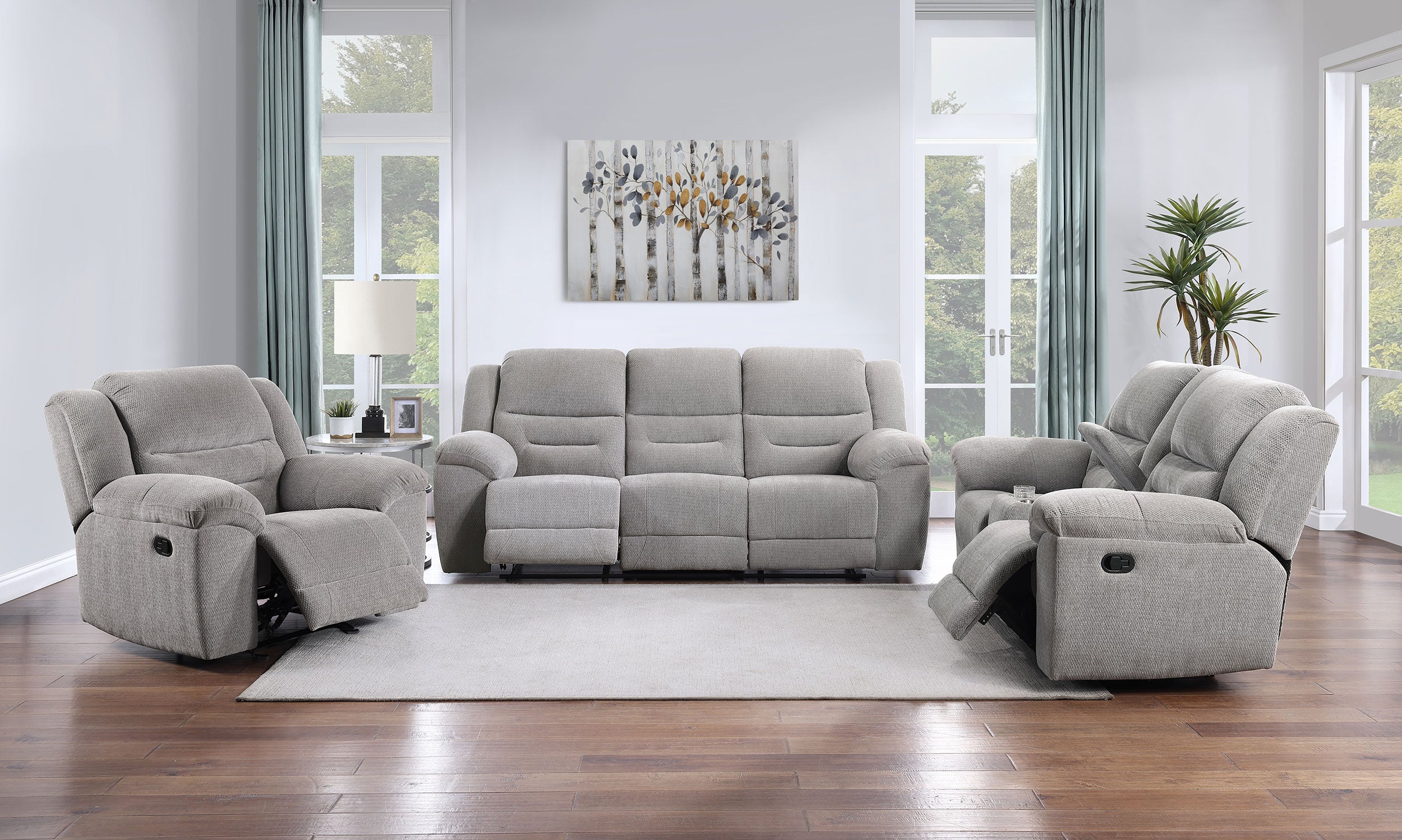 Gilson Chenille Upholstered Reclining Loveseat Grey-