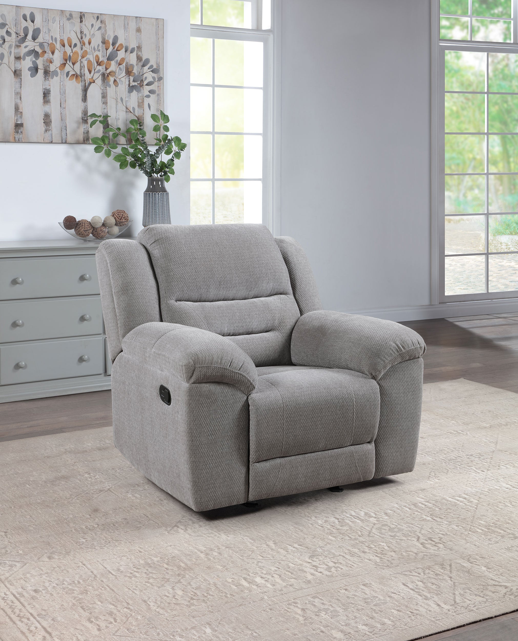 Gilson Chenille Upholstered Glider Recliner Chair Grey-