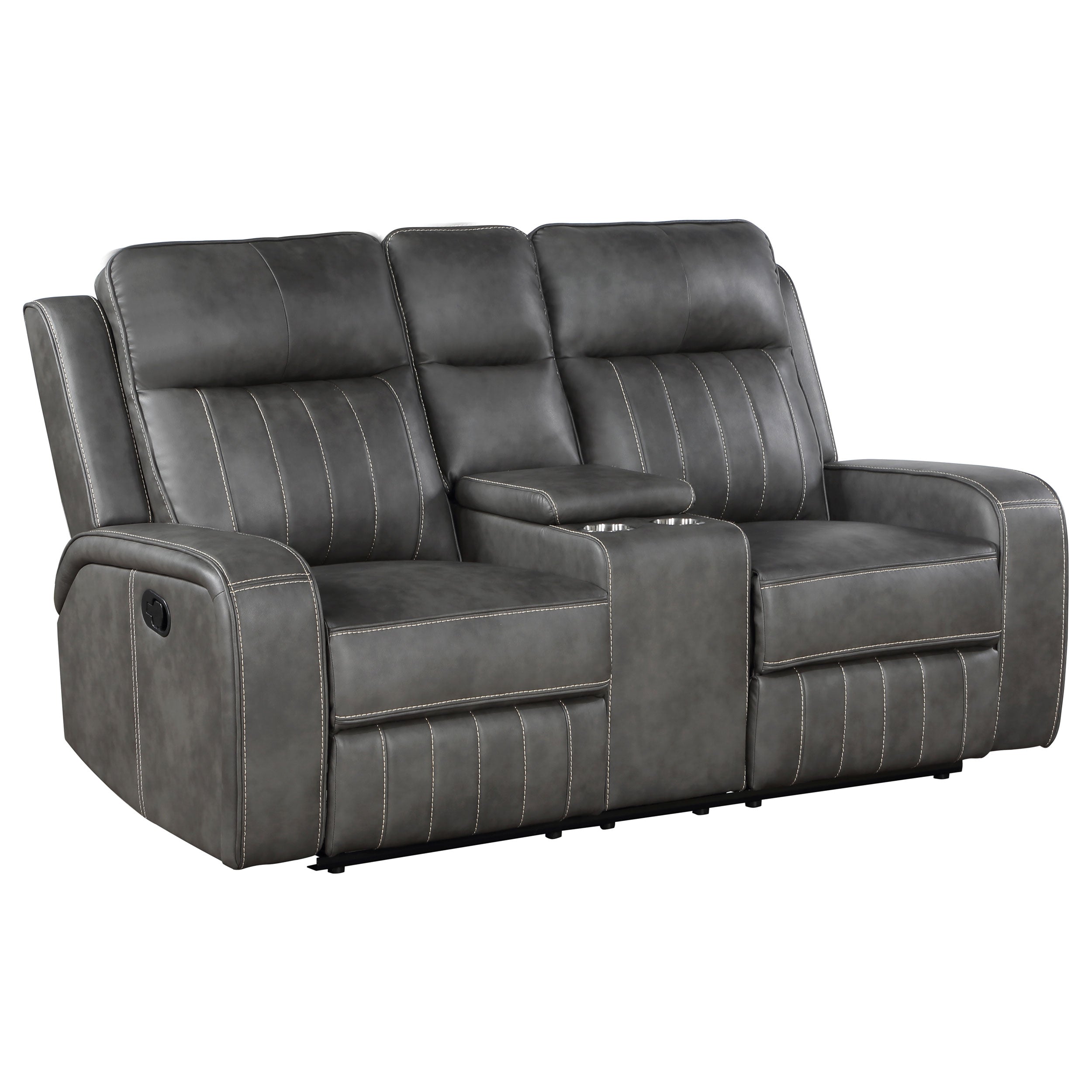 Raelynn Upholstered Track Arm Motion Loveseat Grey-