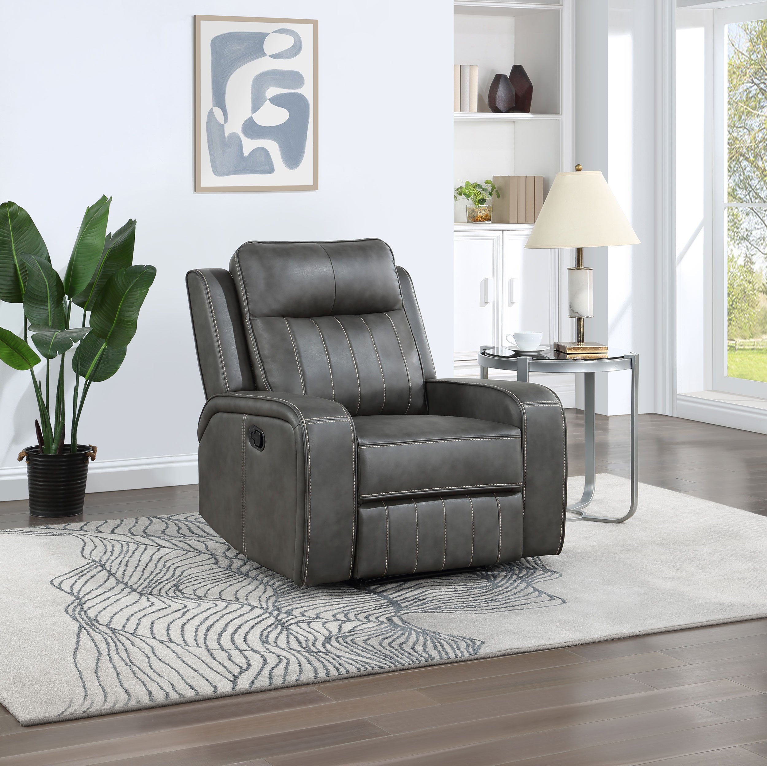 Raelynn Upholstered Track Arm Recliner Grey-