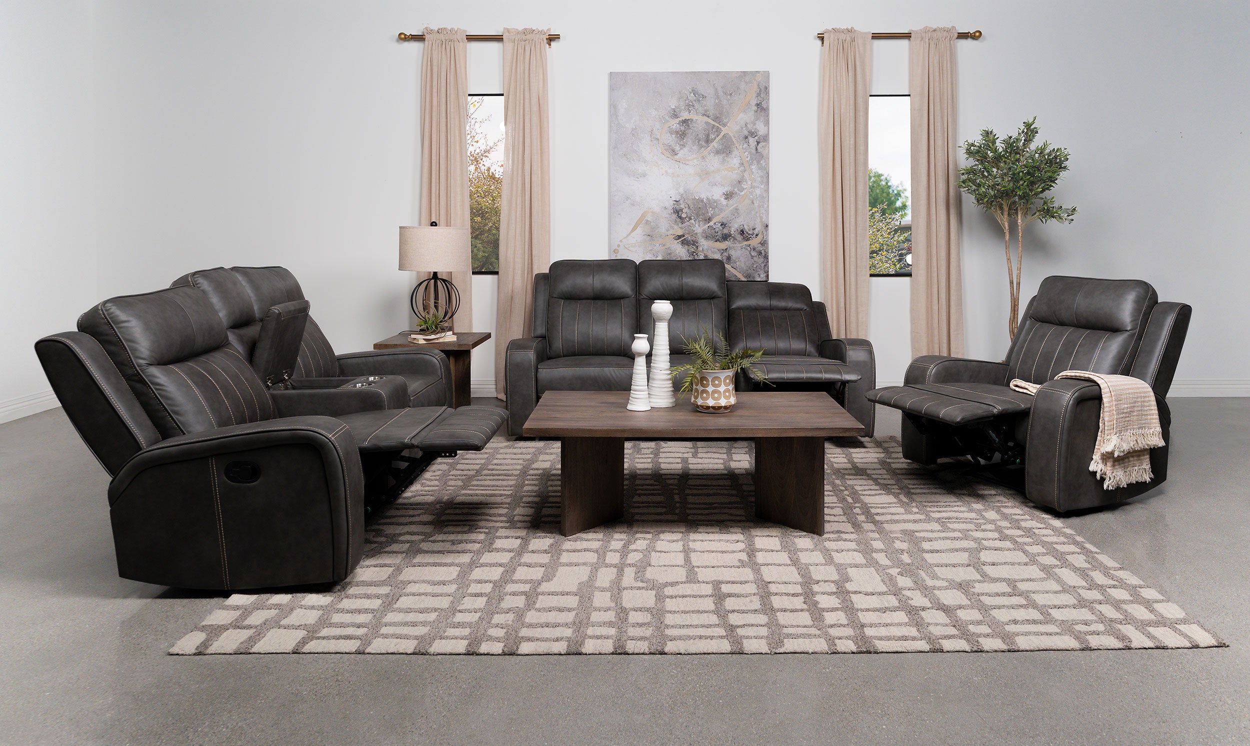 Raelynn Upholstered Track Arm Recliner Grey-