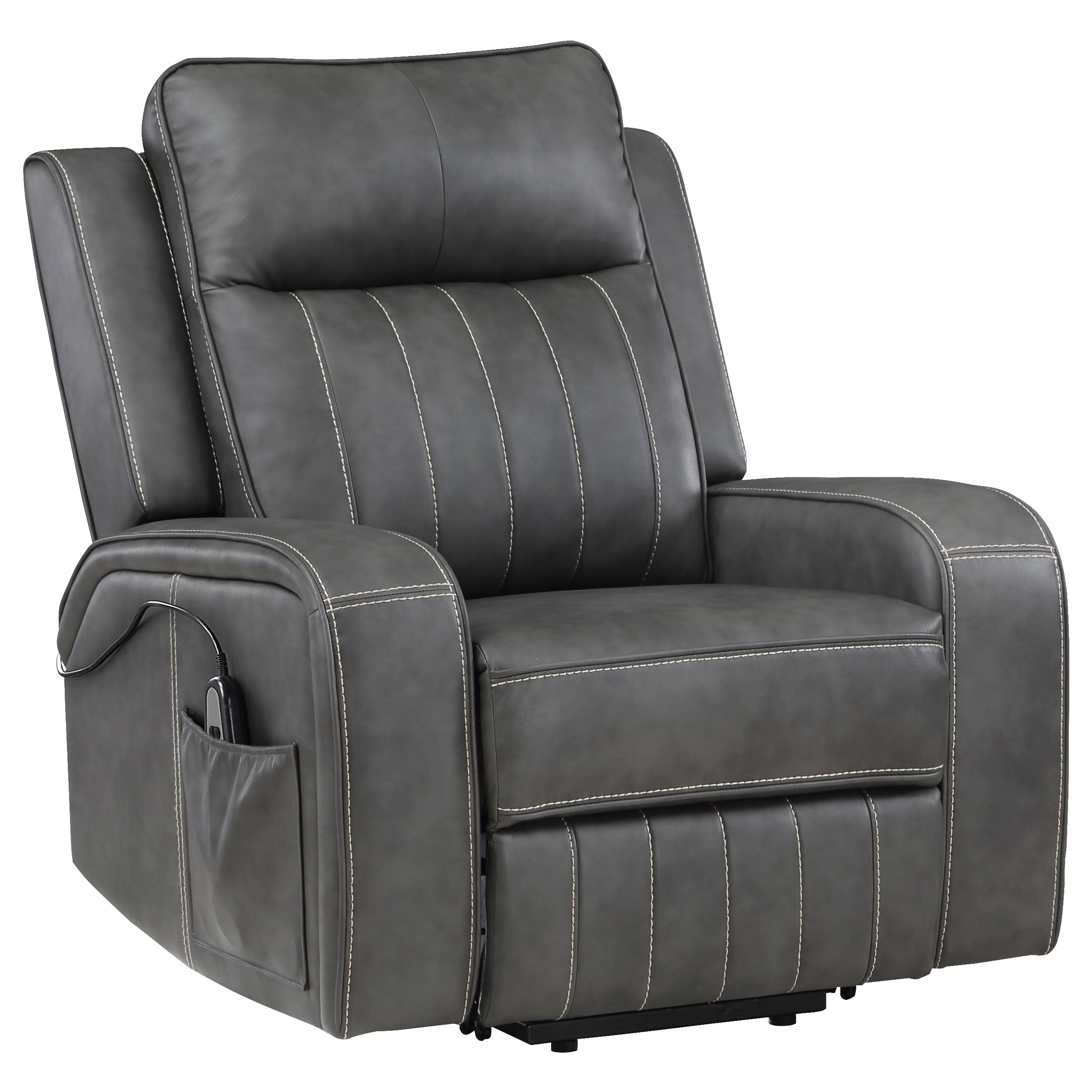 Raelynn Upholstered Power Lift Recliner Chair Grey-