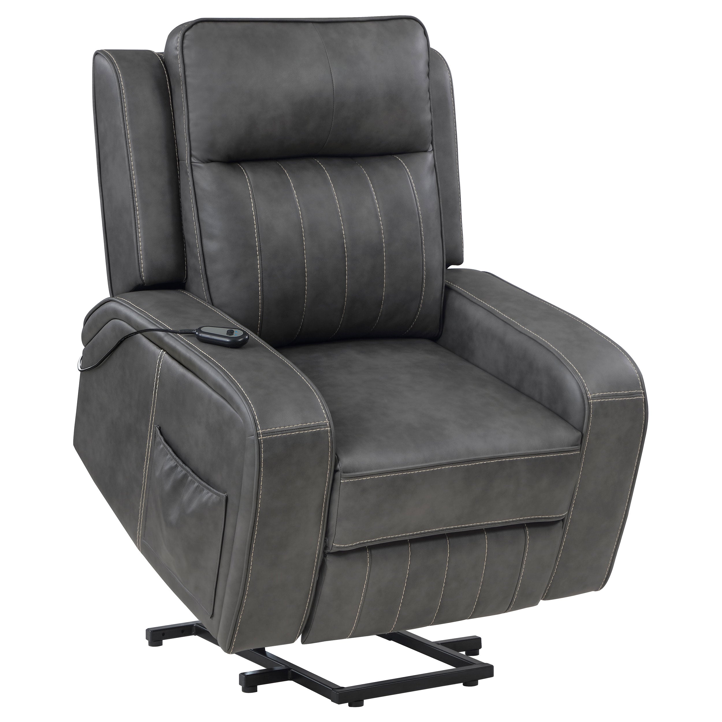 Raelynn Upholstered Power Lift Recliner Chair Grey-