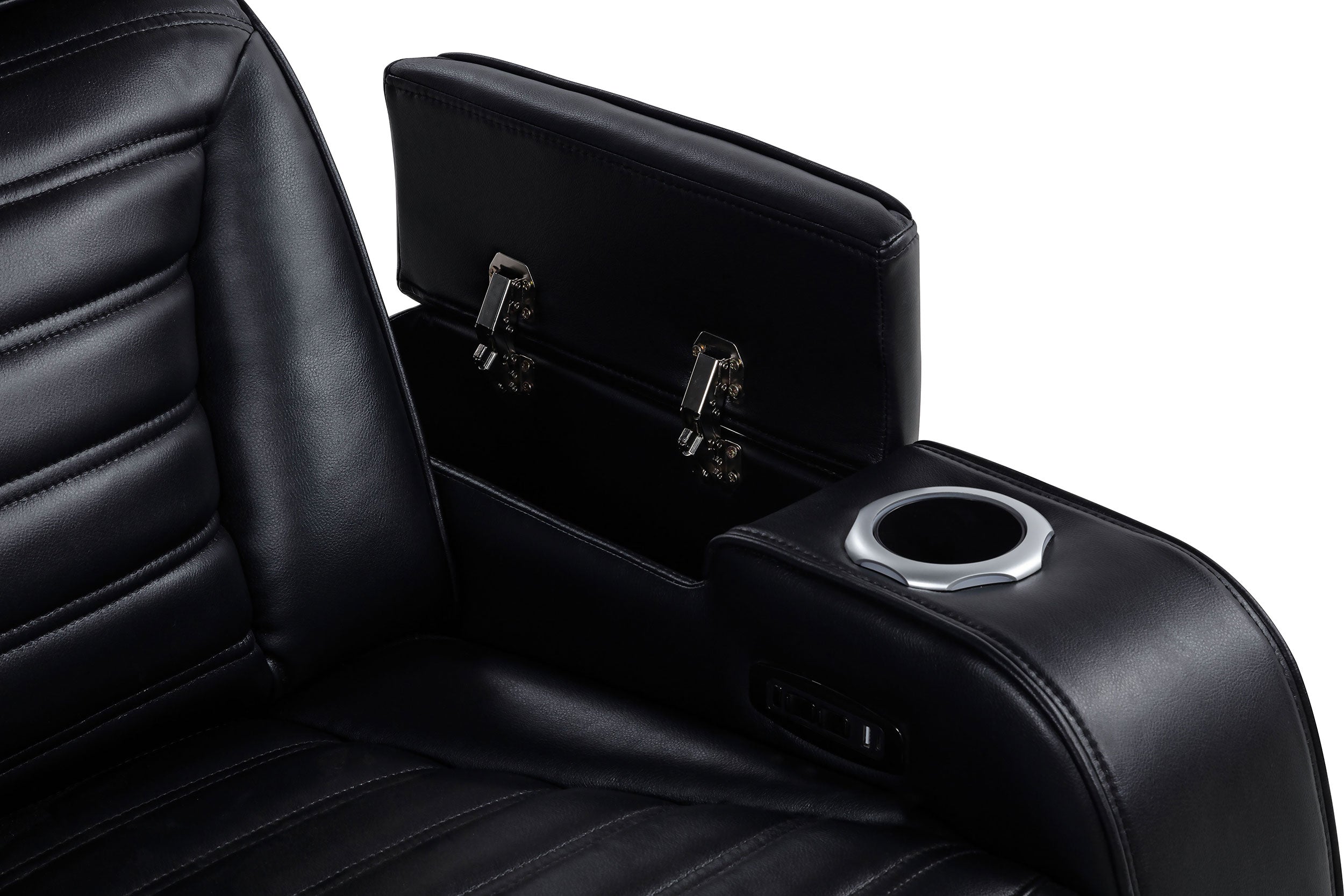 Zuma Faux Leather Dual Power Reclining LED Loveseat Black-